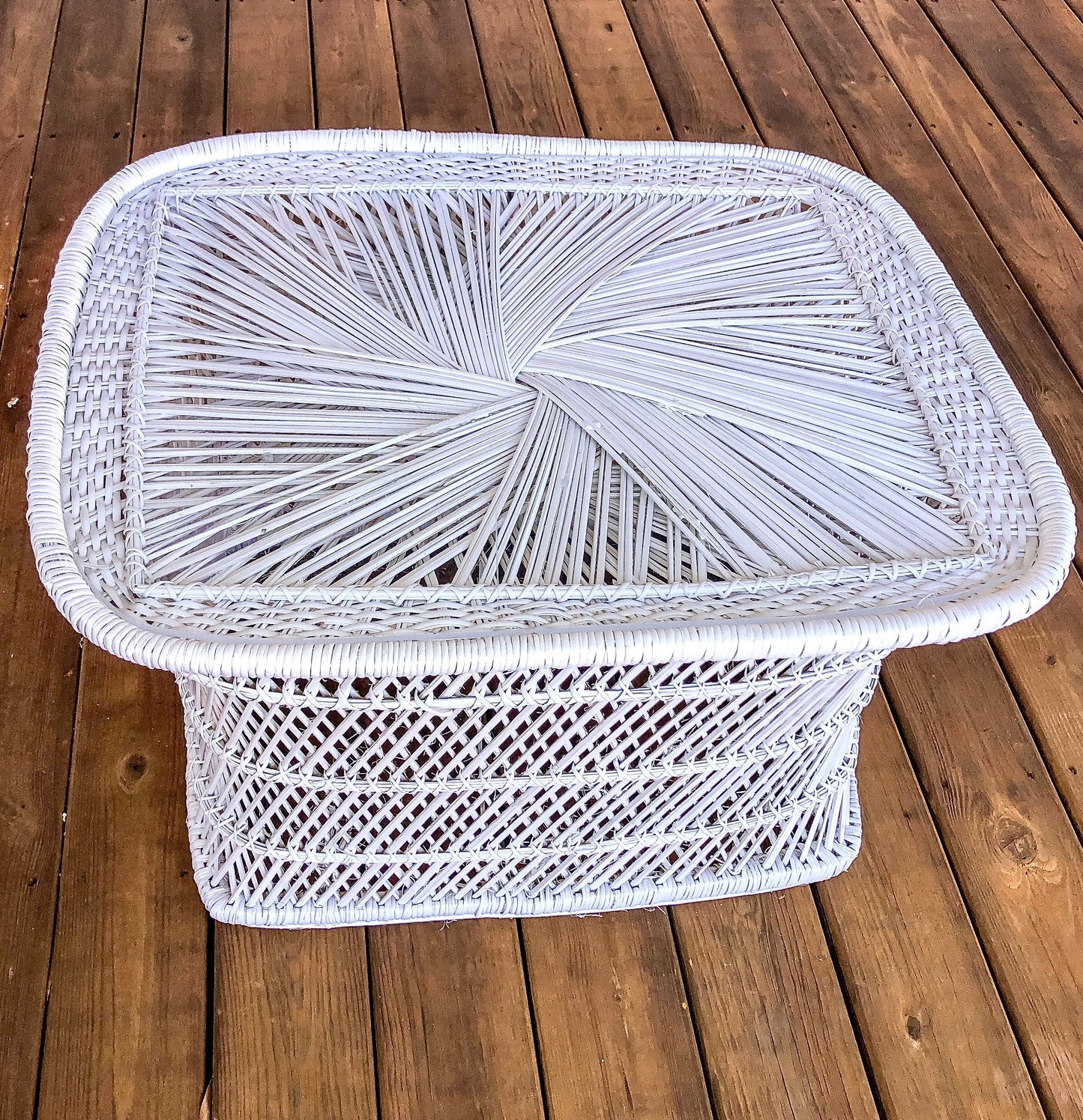 Vintage Handmade Wicker Rattan Coffee Table