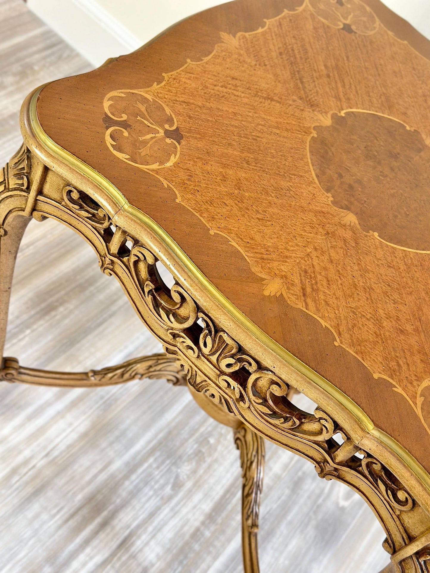 HOLD FOR JOE** Pair of Vintage French Marquetry Wooden End Tables