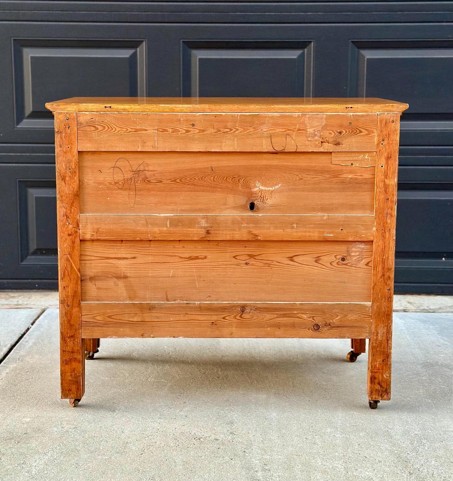 Antqiue Solid Wood Oak Entryway Chest on Casters