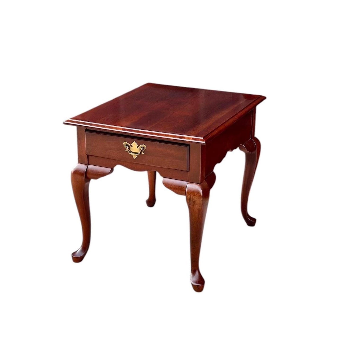 Vintage Solid Cherry Broyhill Queen Anne End Table