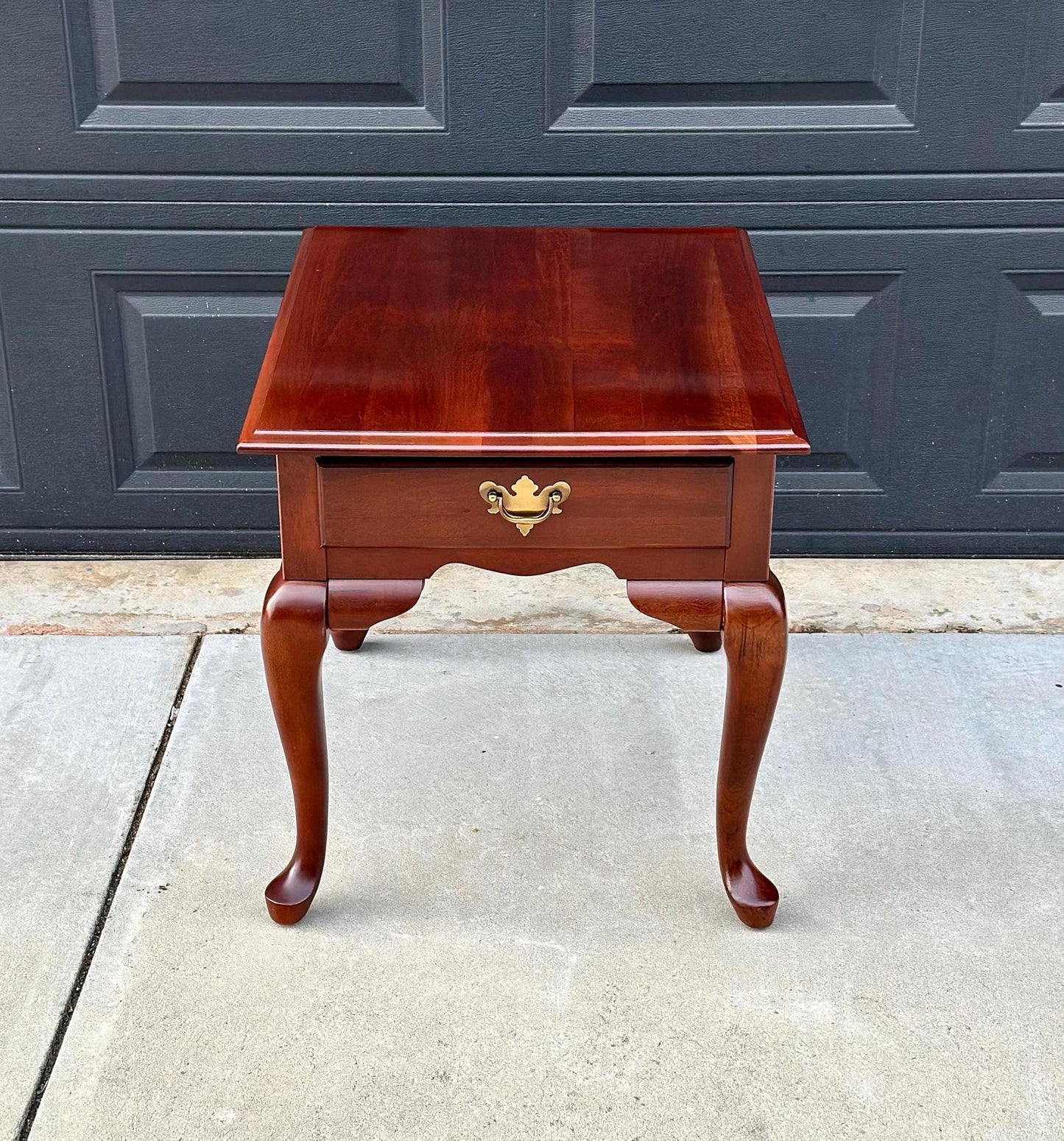 Vintage Solid Cherry Broyhill Queen Anne End Table
