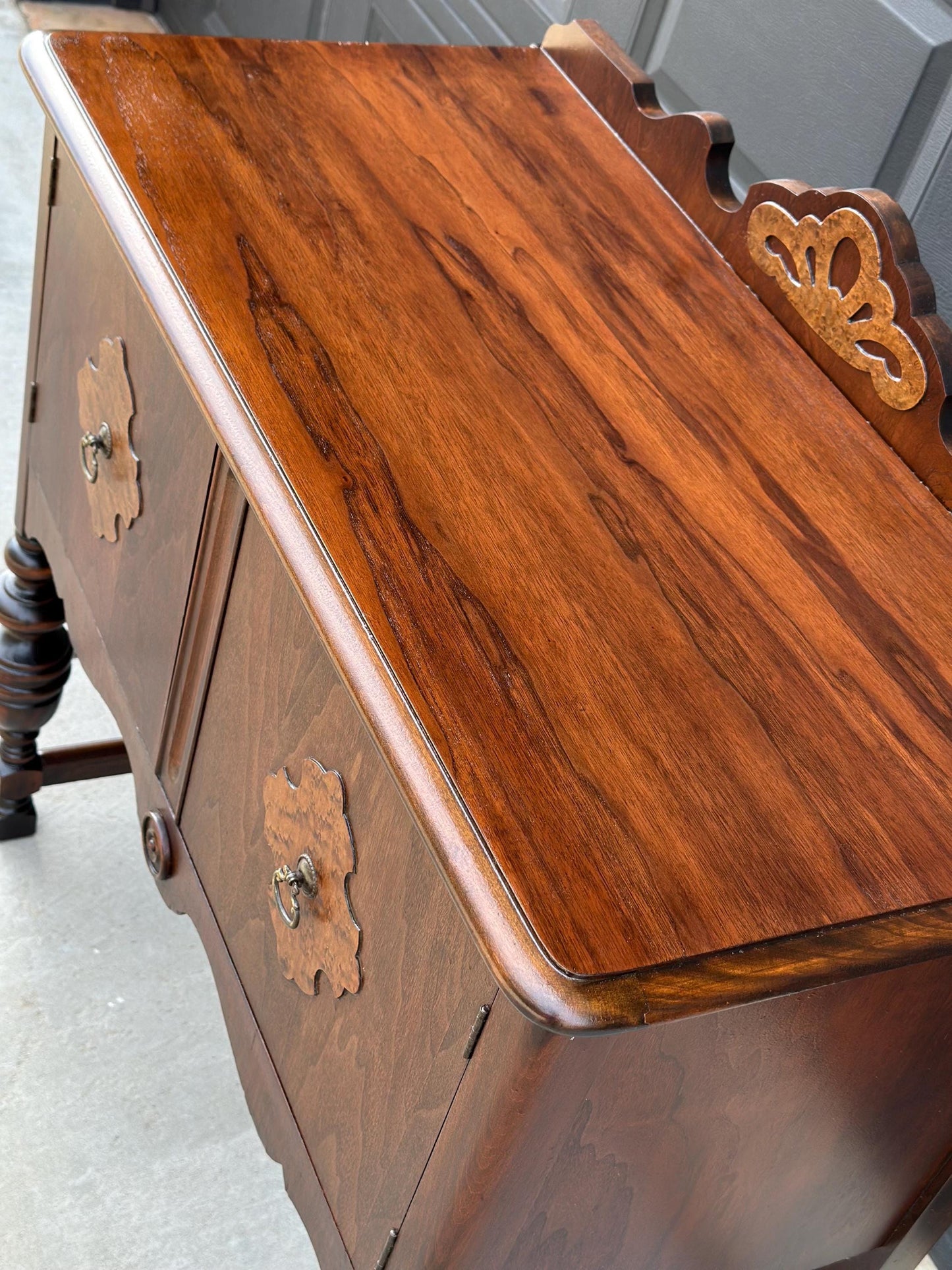 Antique Walnut & Cherry Two Door Cabinet Console