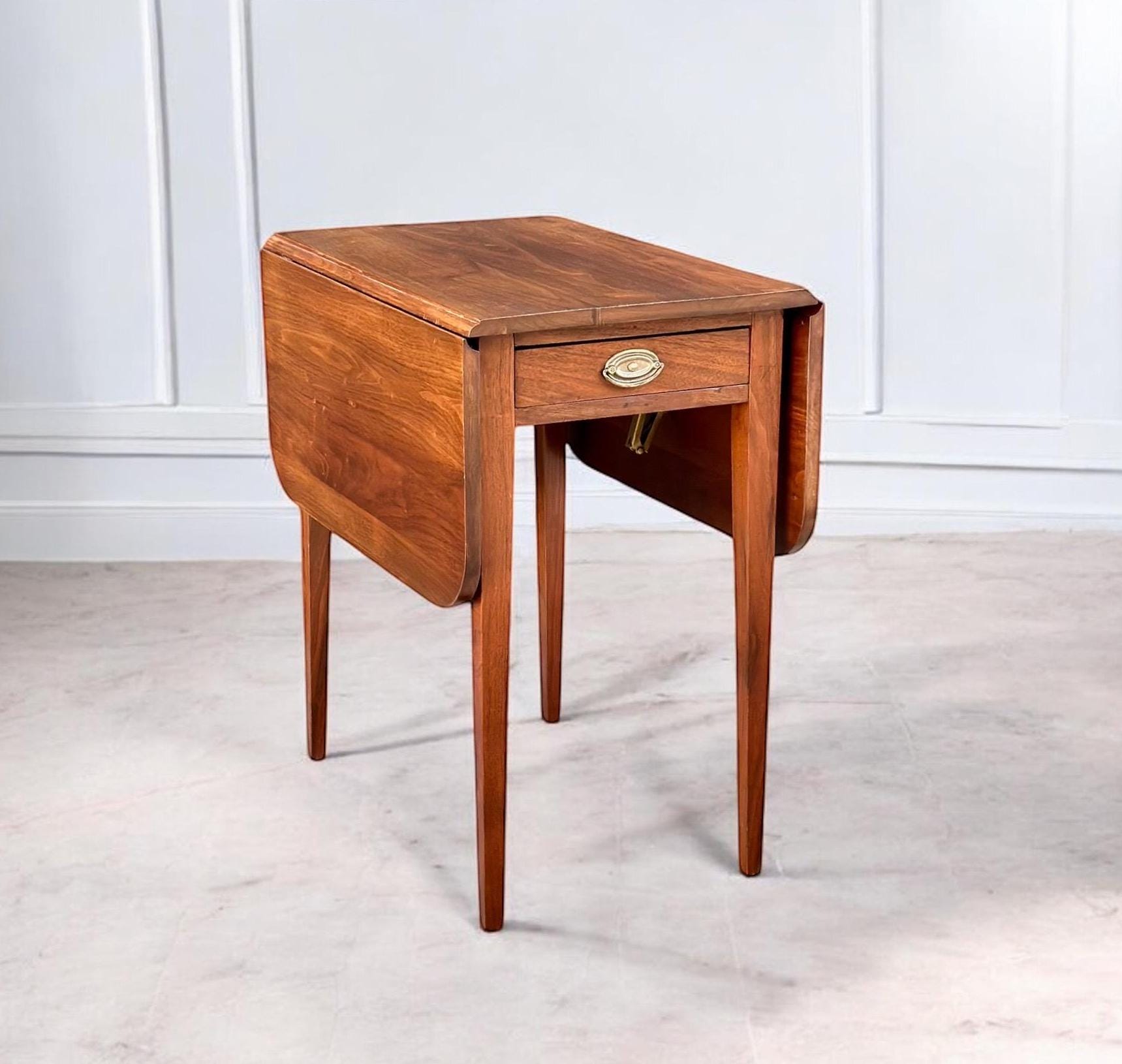 Antique Solid Cherry Sheraton Style Pembroke Drop Leaf Table