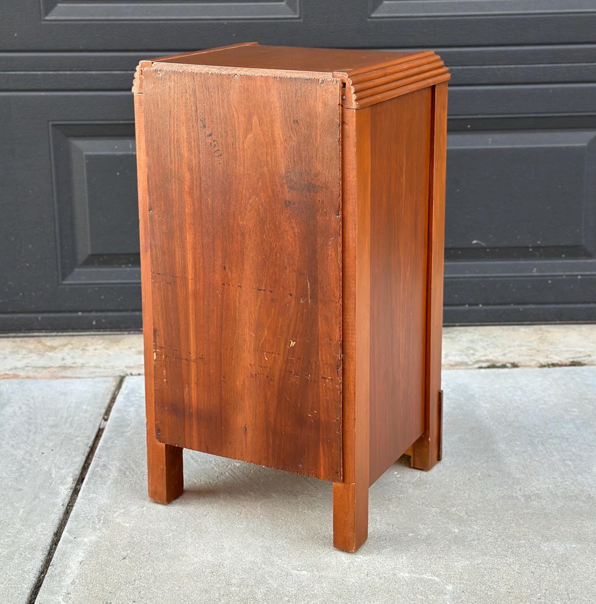 Antique 1930's Art Deco Waterfall Cabinet Nightstand