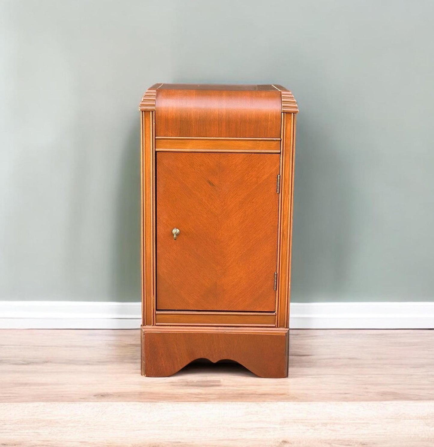 Antique 1930's Art Deco Waterfall Cabinet Nightstand