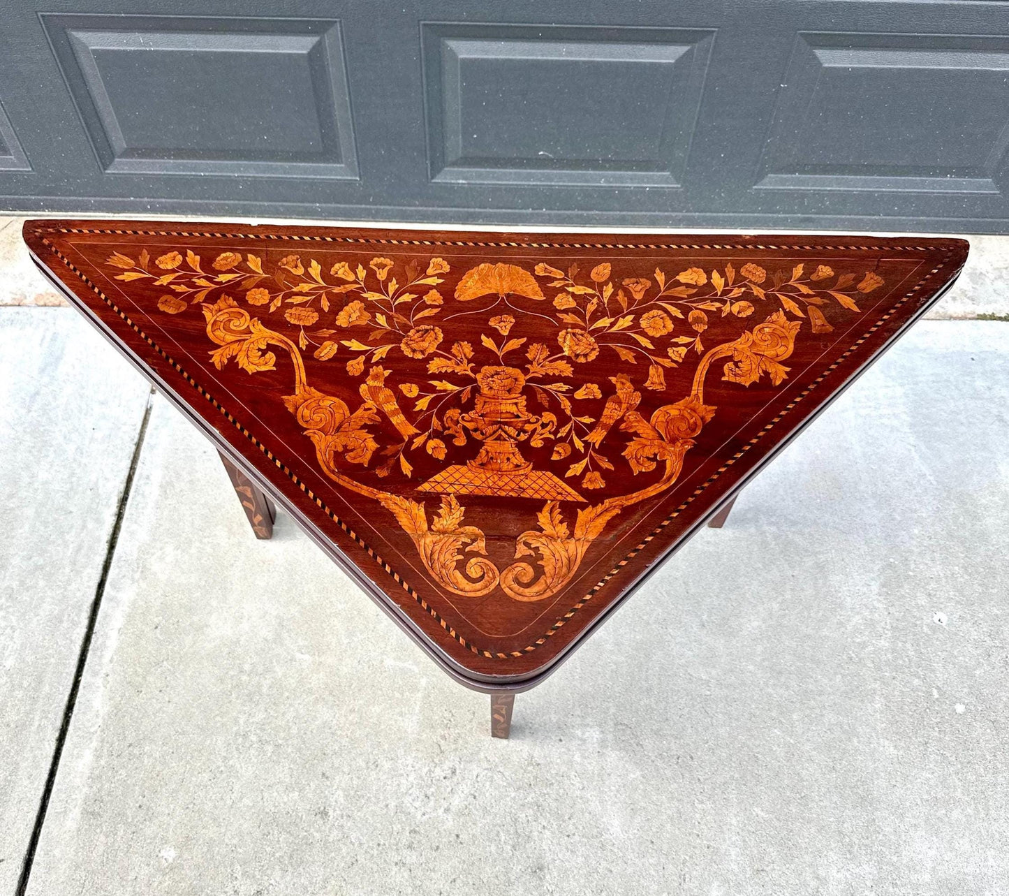 Antique 1800's Dutch Marquetry Mahogany Folding Table