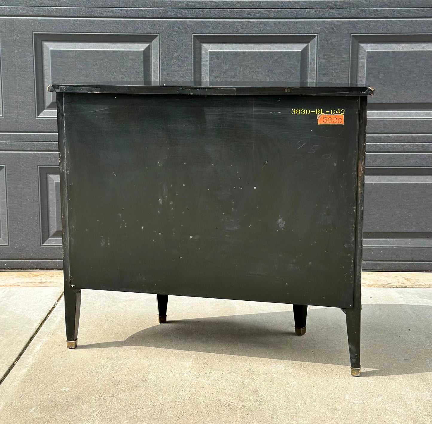 Vintage Chinoiserie Black Lacquer Demi-Lune Cabinet