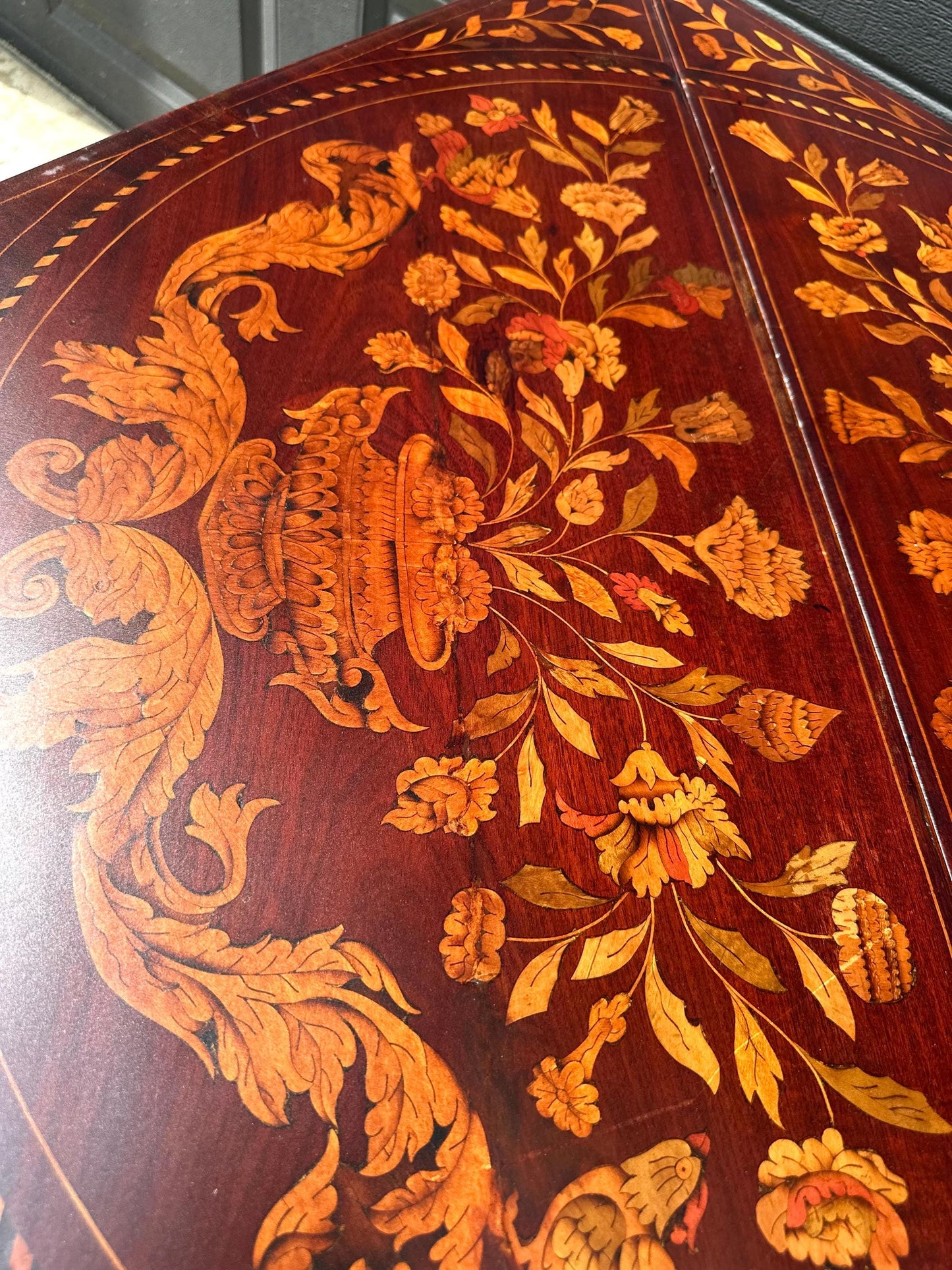 Antique 1800's Dutch Marquetry Mahogany Folding Table