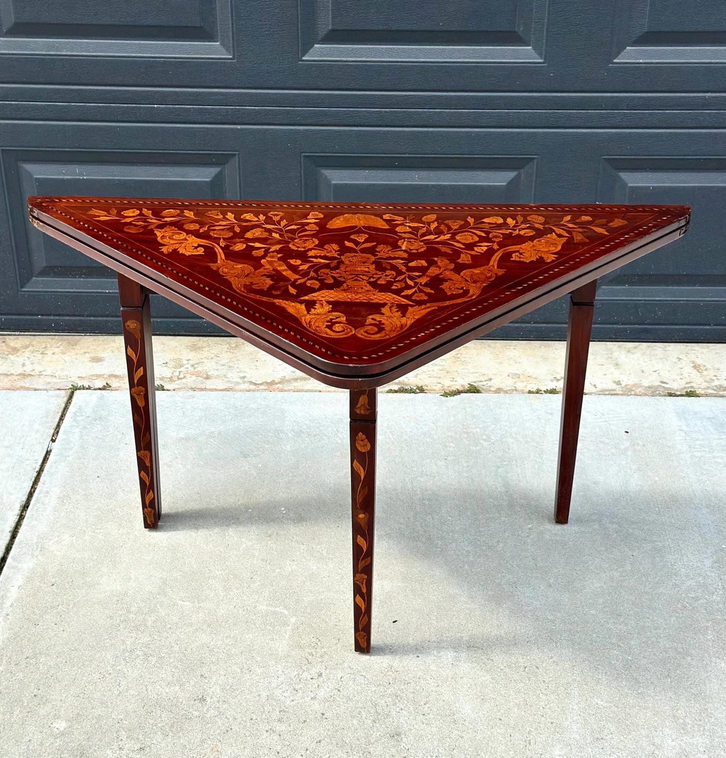 Antique 1800's Dutch Marquetry Mahogany Folding Table