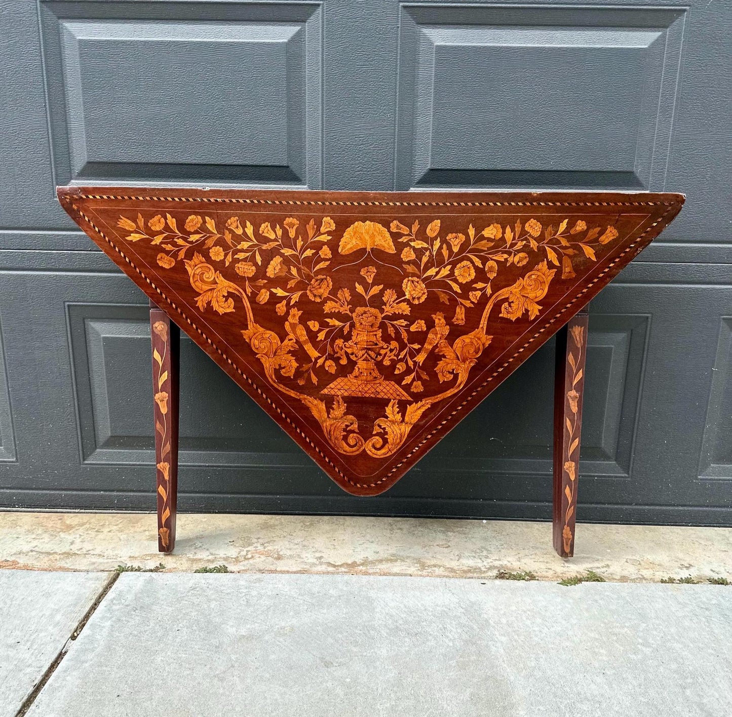Antique 1800's Dutch Marquetry Mahogany Folding Table