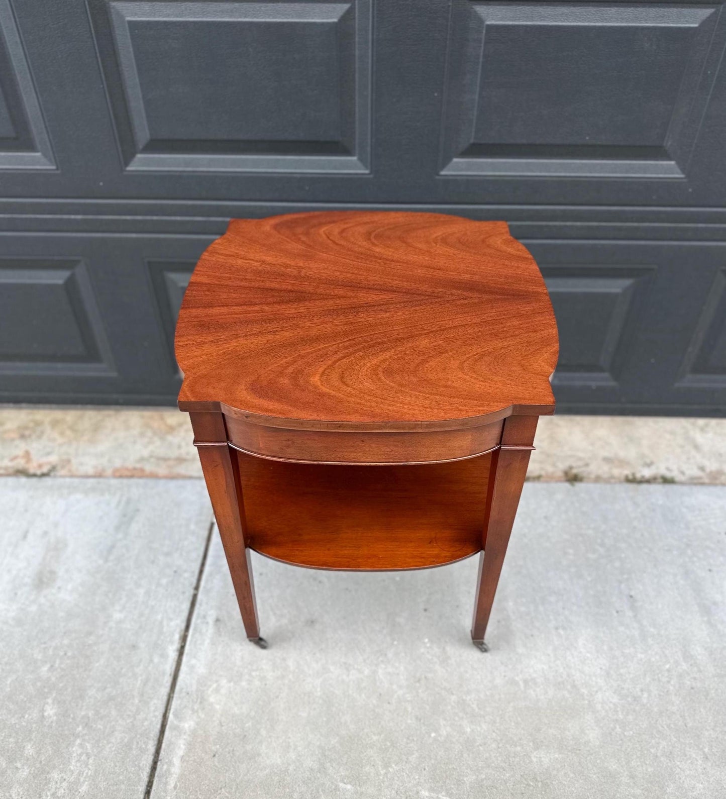 Vintage 1950's Mahogany Two Tier Side Table on Casters