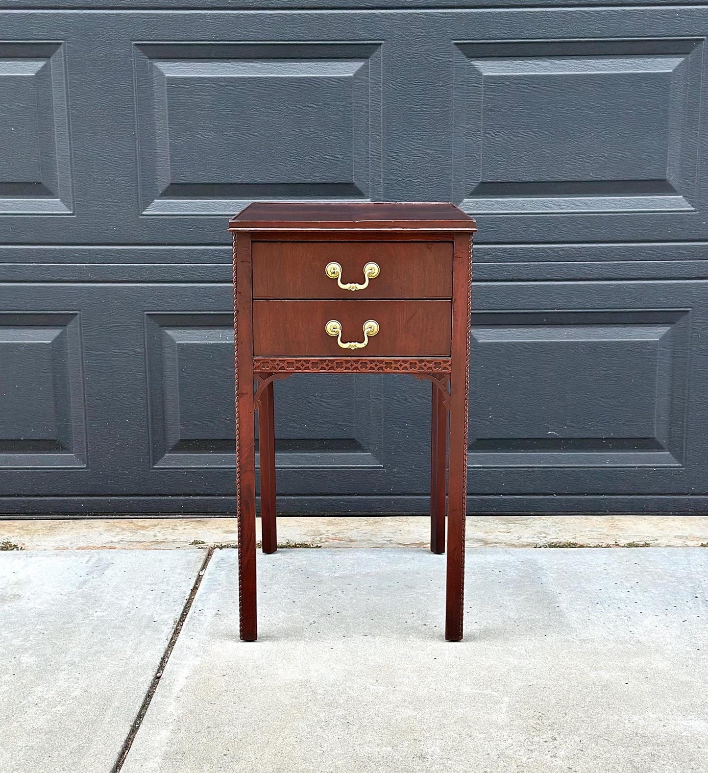 Antique 1920's Edwardian Two Drawer Mahogany Side Table