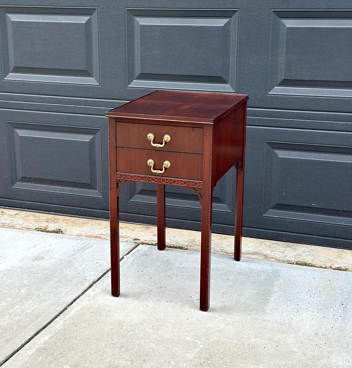 Antique 1920's Edwardian Two Drawer Mahogany Side Table