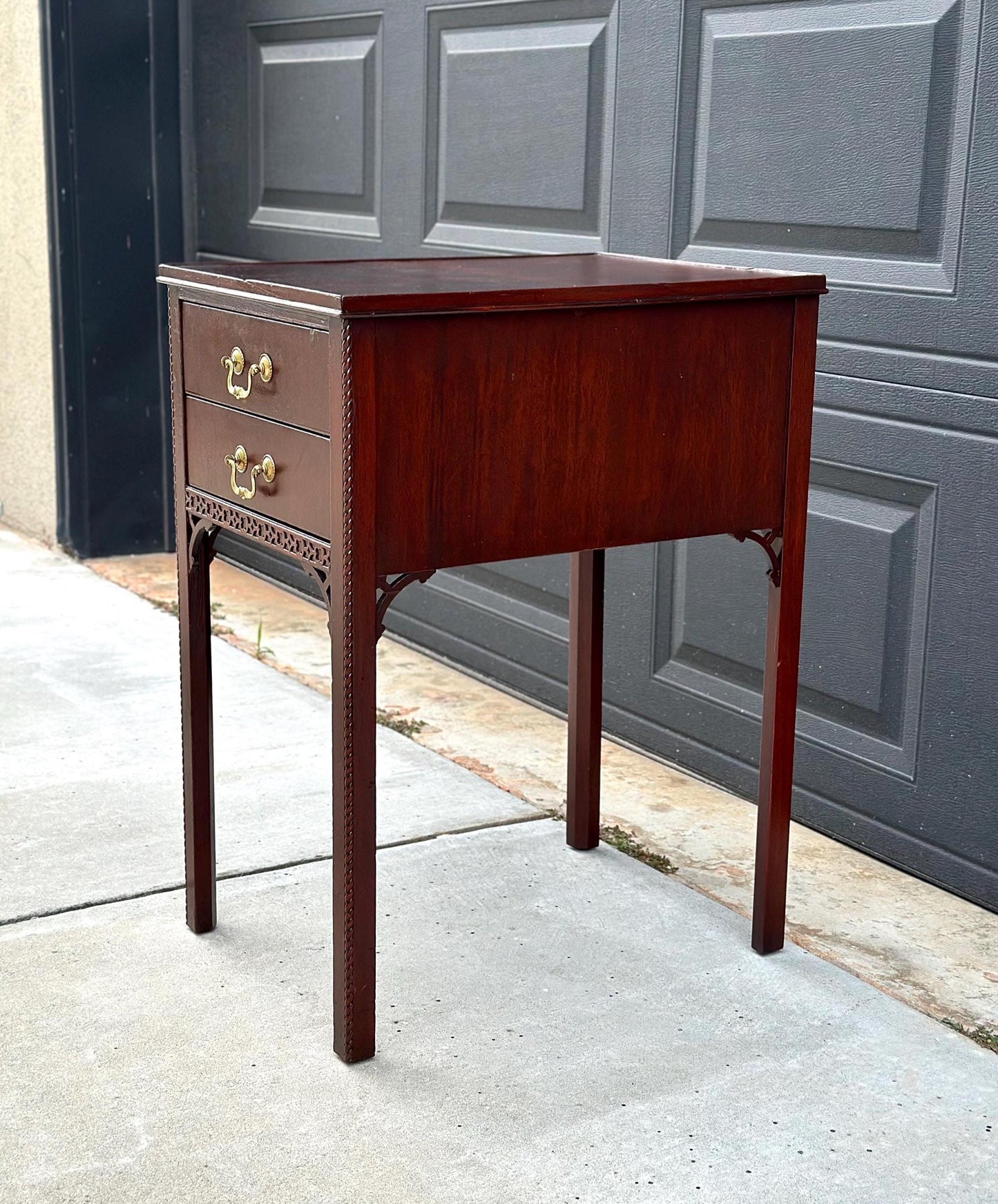Antique 1920's Edwardian Two Drawer Mahogany Side Table