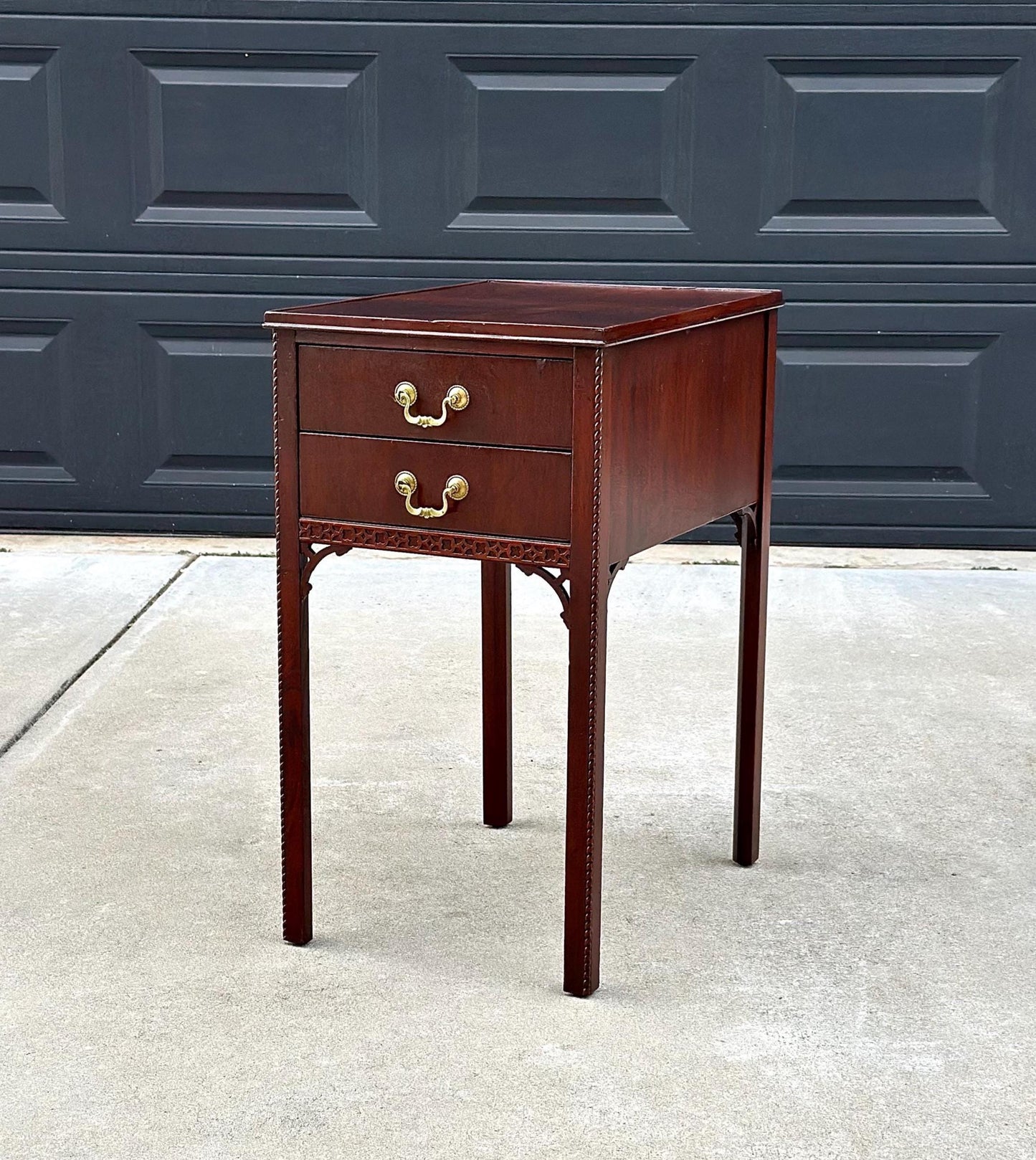 Antique 1920's Edwardian Two Drawer Mahogany Side Table