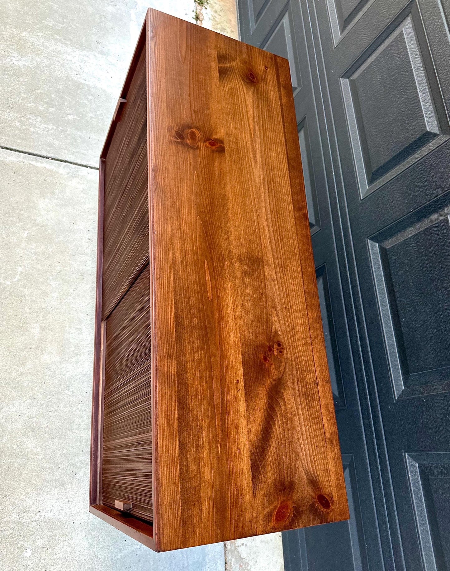 Vintage 1950's Solid Wood Tambour Door Credenza