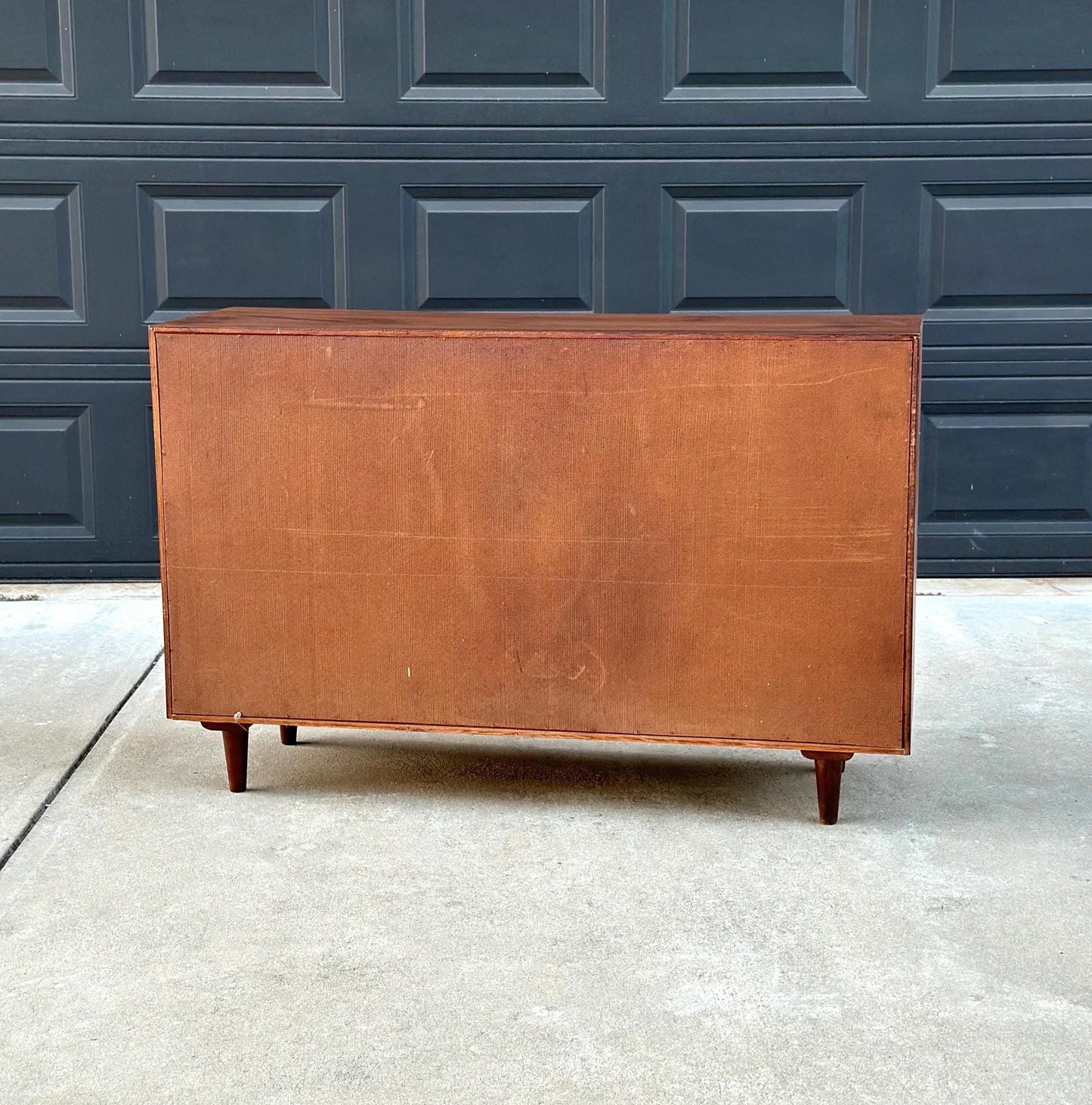 Vintage 1950's Solid Wood Tambour Door Credenza