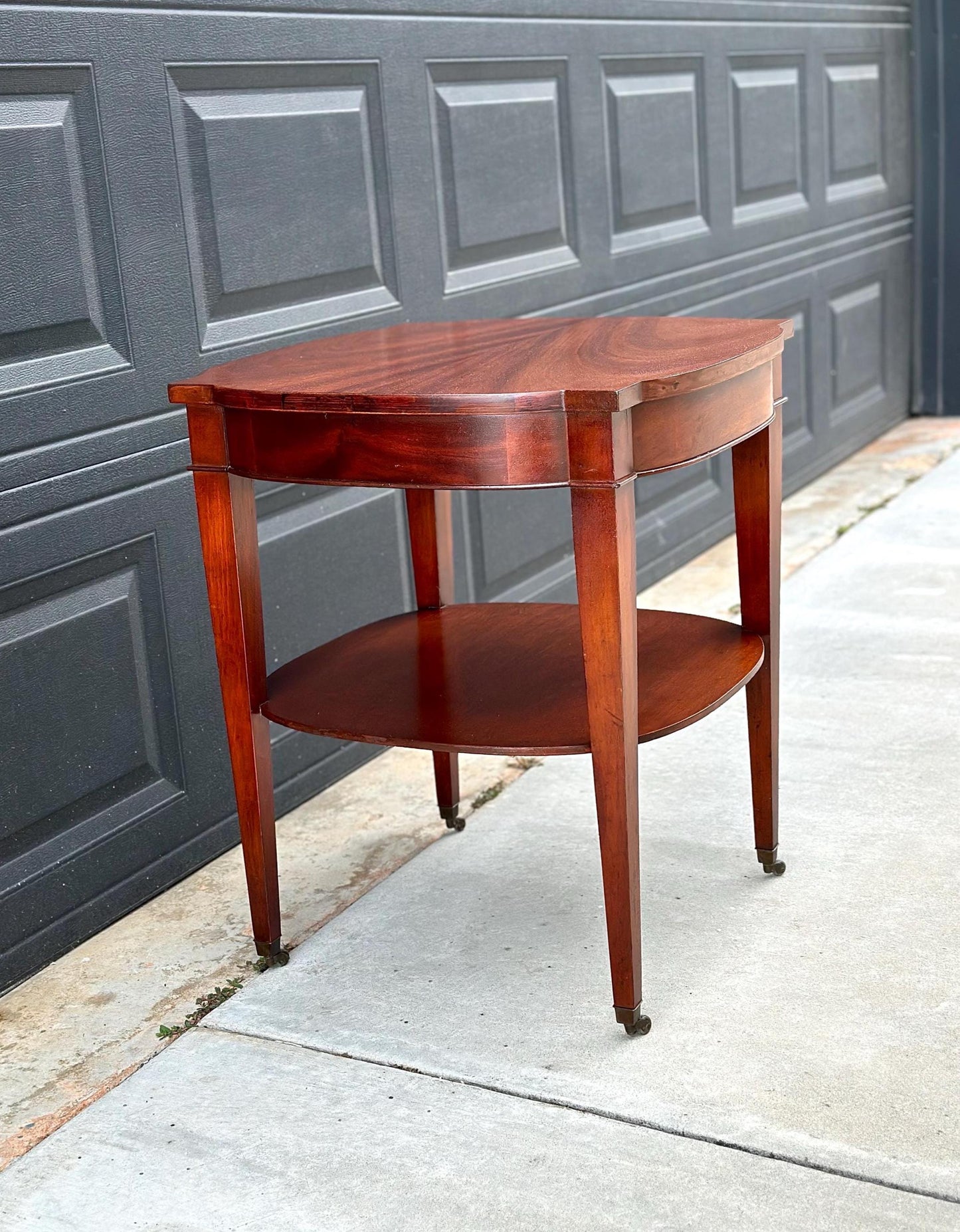 Vintage 1950's Mahogany Two Tier Side Table on Casters