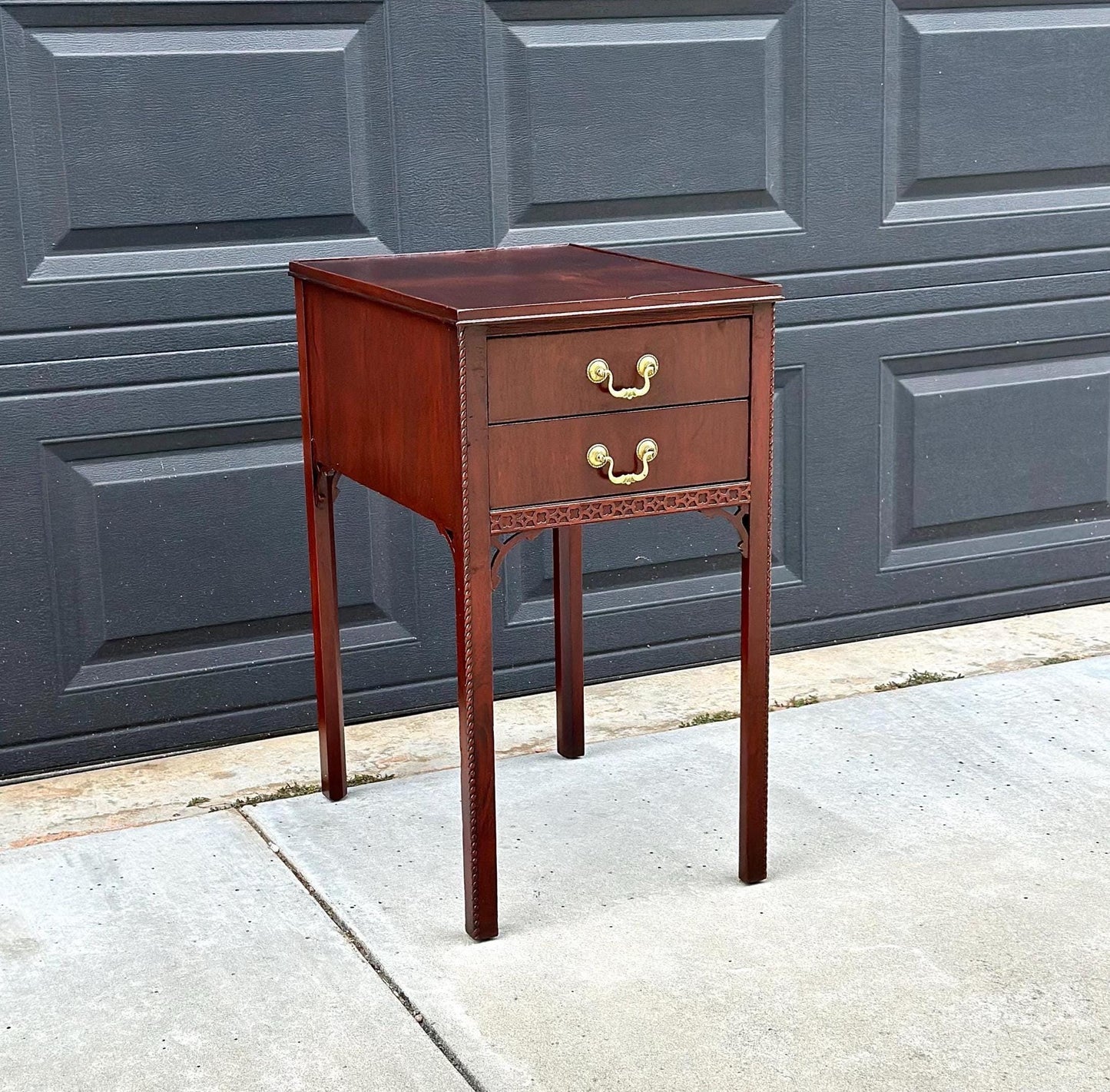 Antique 1920's Edwardian Two Drawer Mahogany Side Table