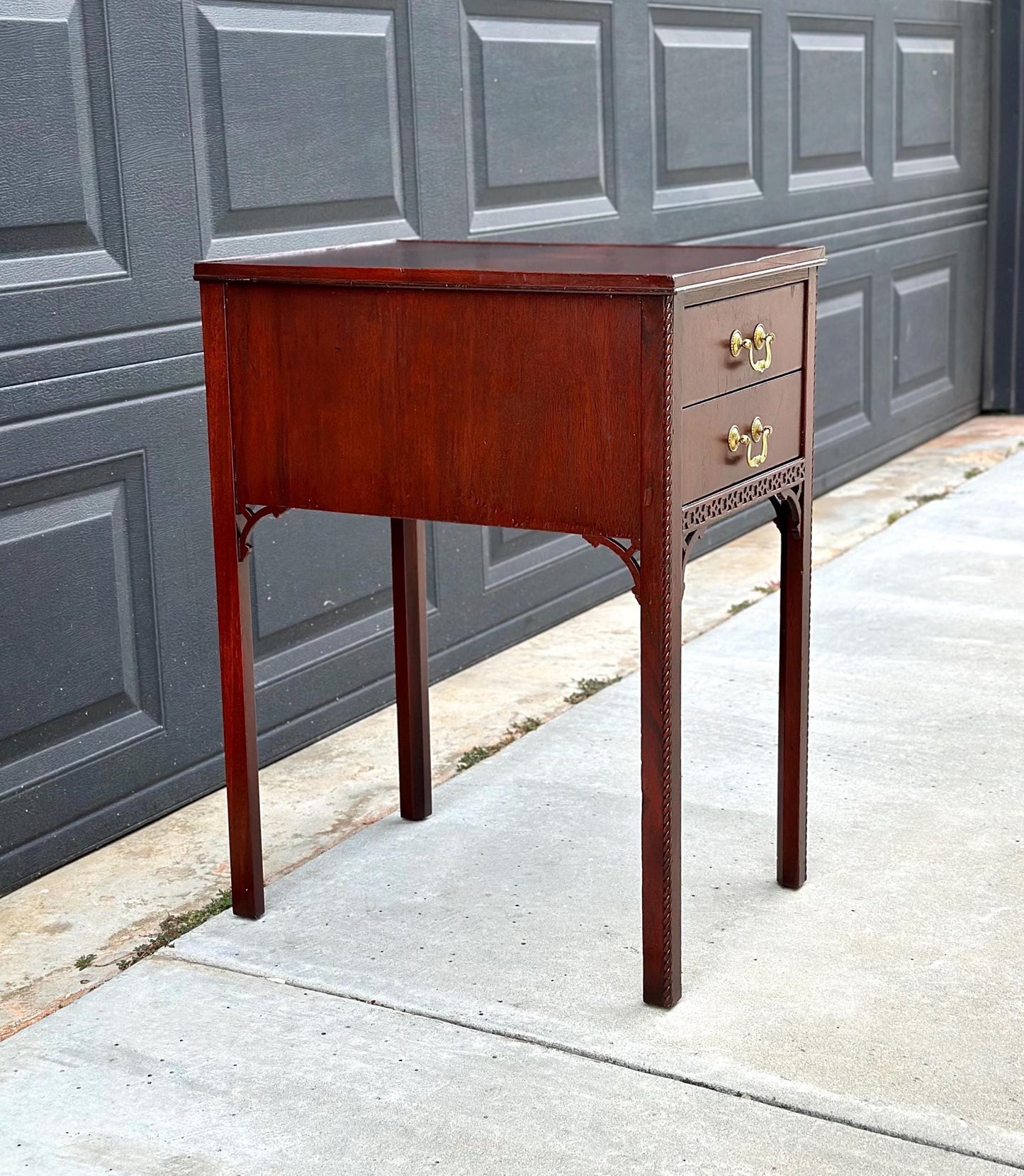 Antique 1920's Edwardian Two Drawer Mahogany Side Table