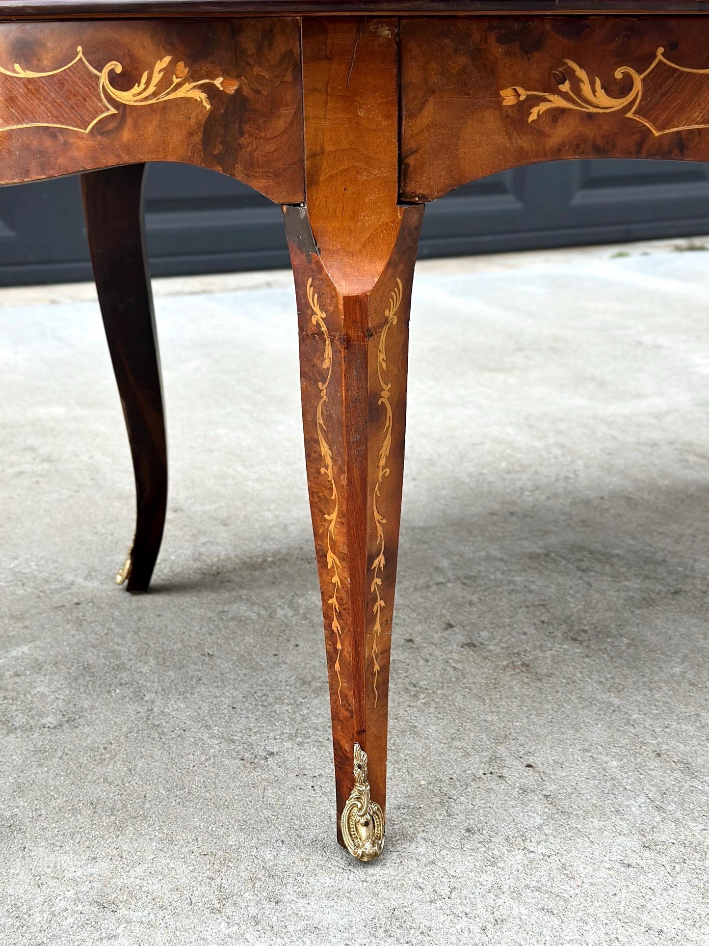 Antique 1910's Louis XV Marquetry Ormolu French Coffee Table