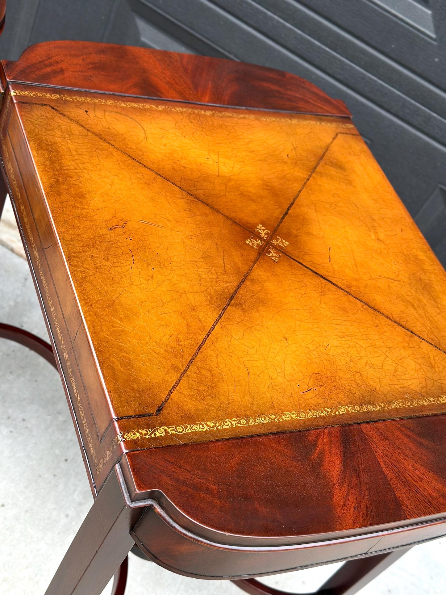 Vintage 1950's Weiman Leather Top Mahogany End Tables - a Pair