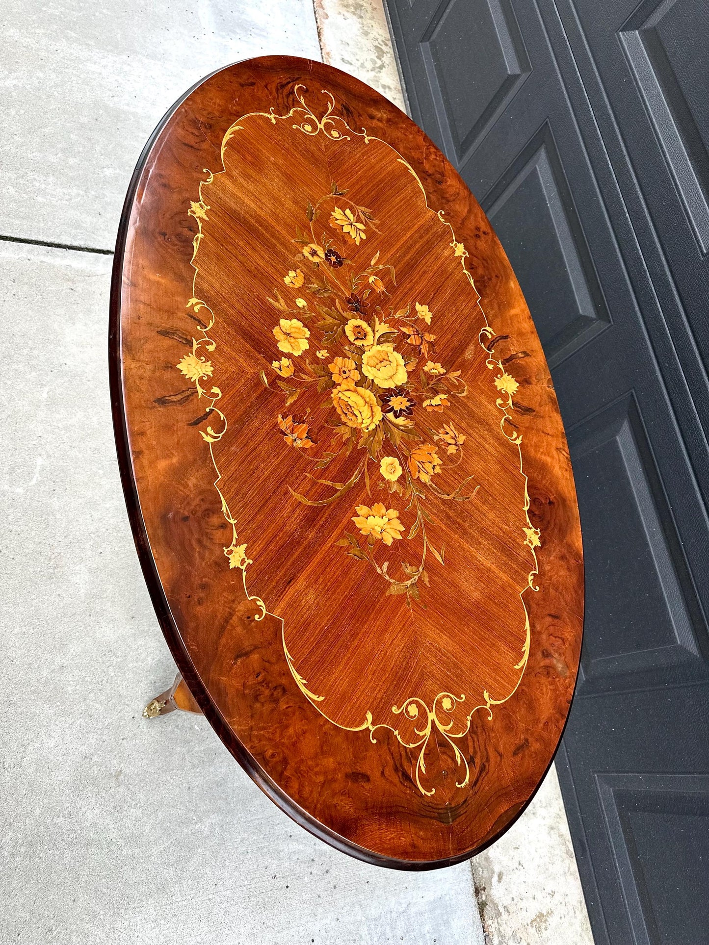 Antique 1910's Louis XV Marquetry Ormolu French Coffee Table