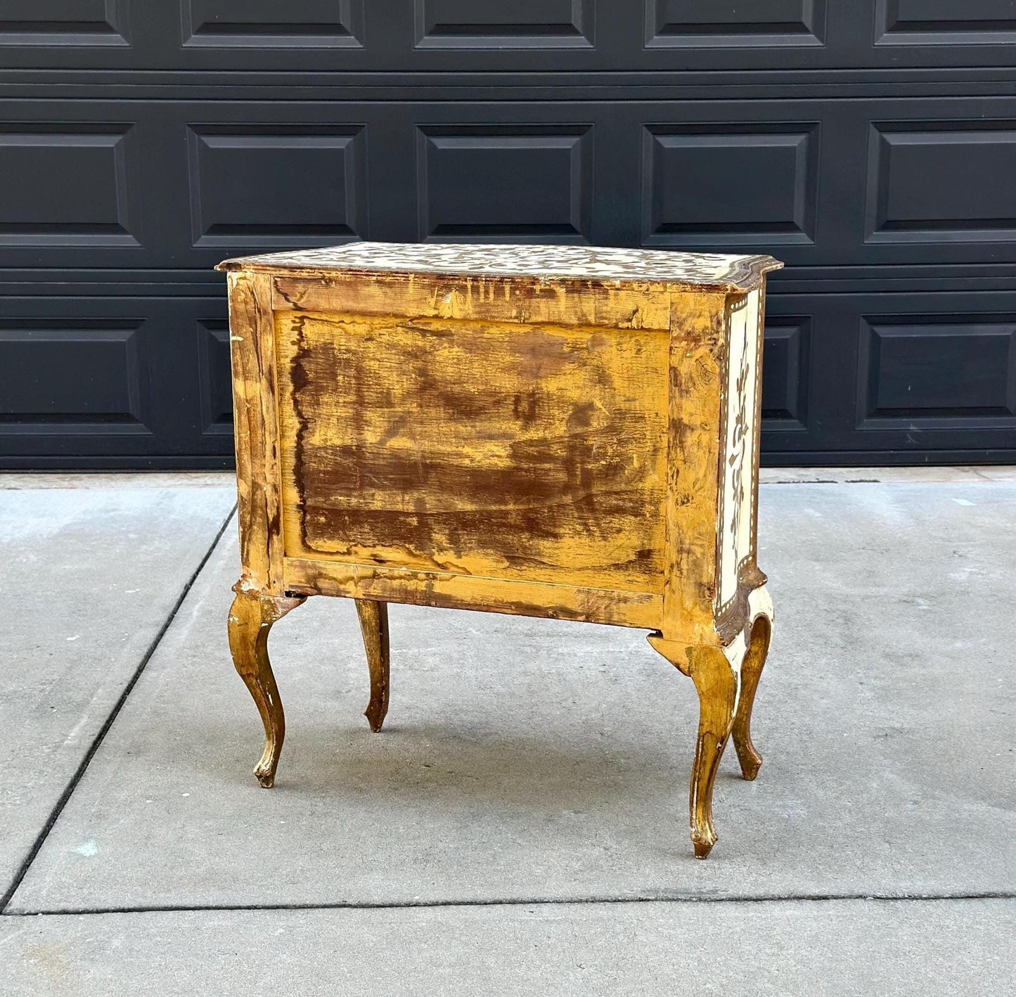 Antique 1890's Rustic Italian Hand Painted Gilt Accent Chest