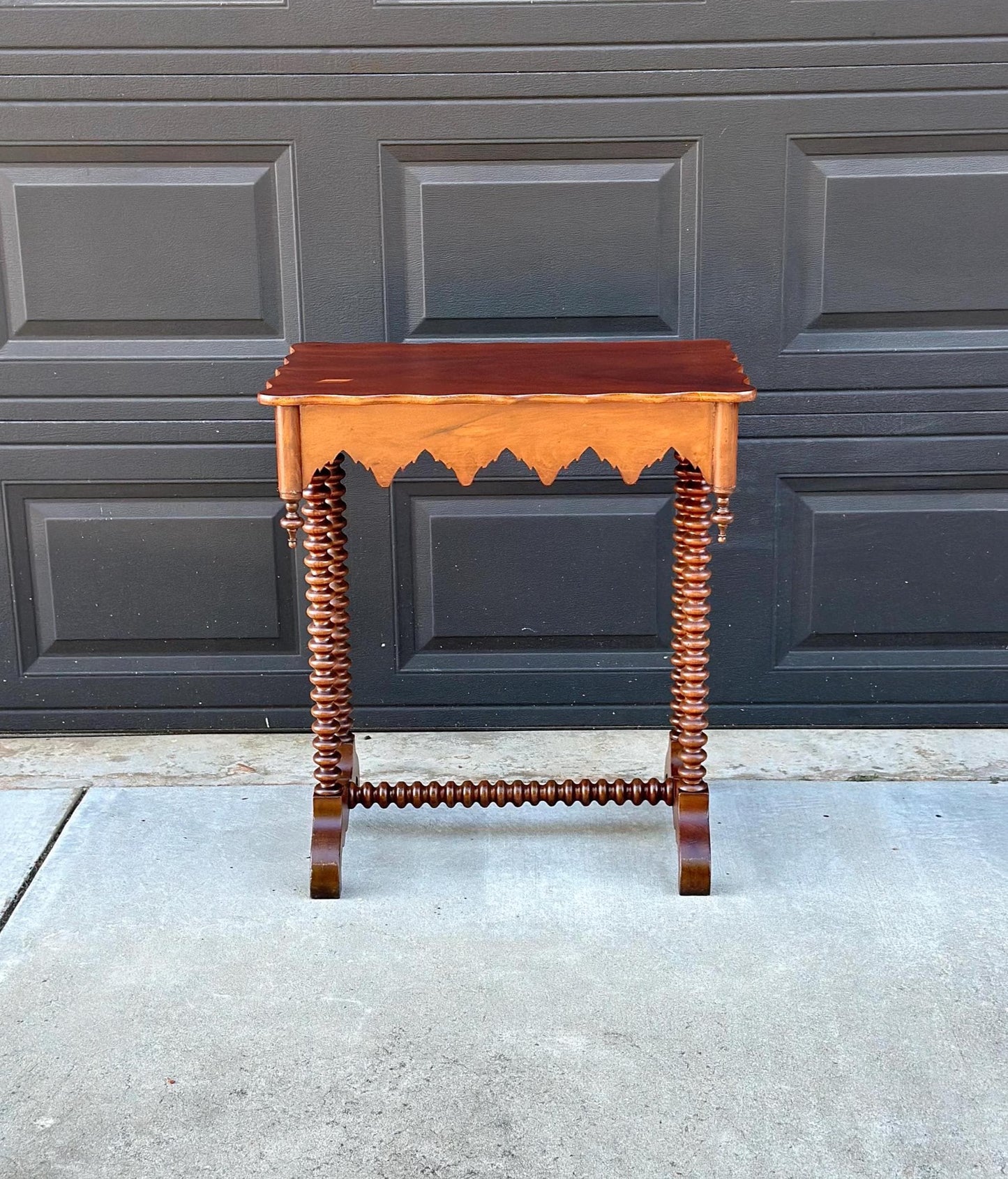 Antique 1880's Victorian Eastlake Solid Maple Wood Single Drawer Spindle Leg Accent Table