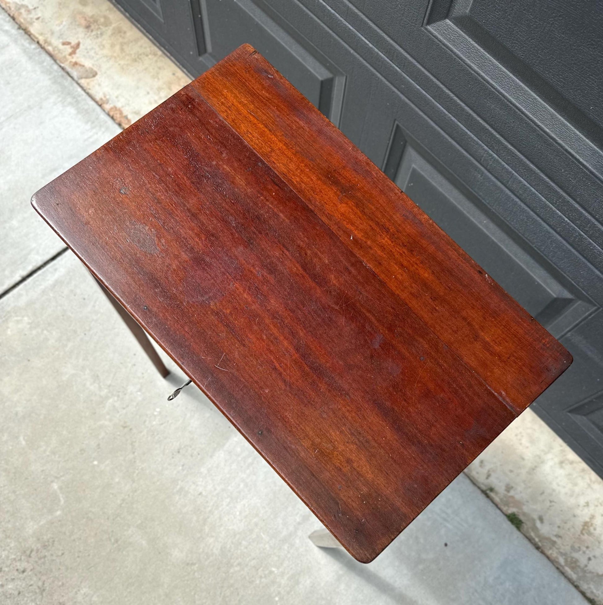 Antique 1870’s Solid Mahogany Wood Banded Drawer Accent Table