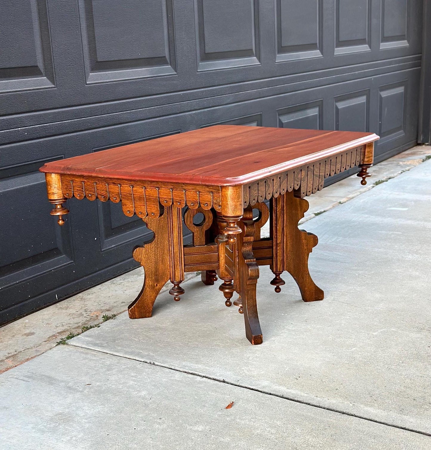Antique Late 1800's Victorian Maple & Oak Wood Coffee Table