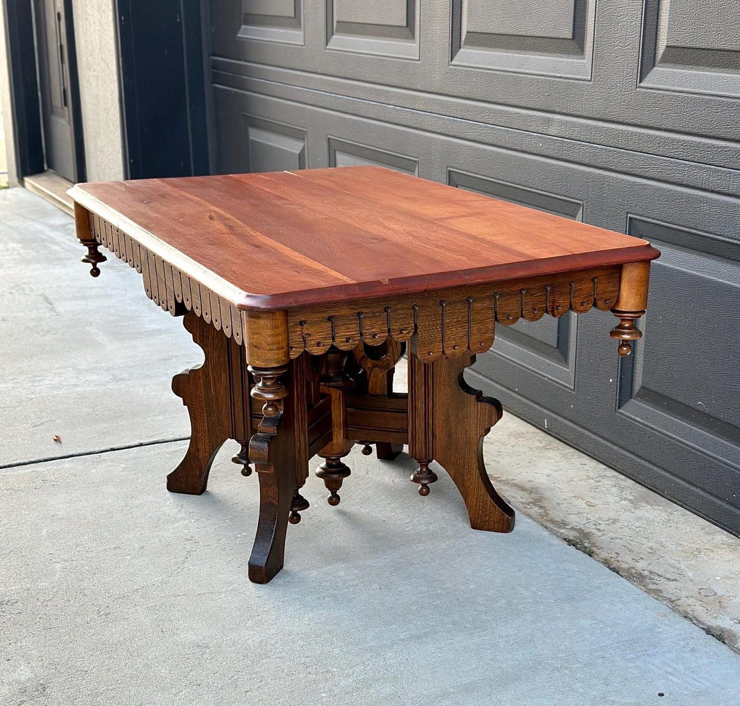 Antique Late 1800's Victorian Maple & Oak Wood Coffee Table