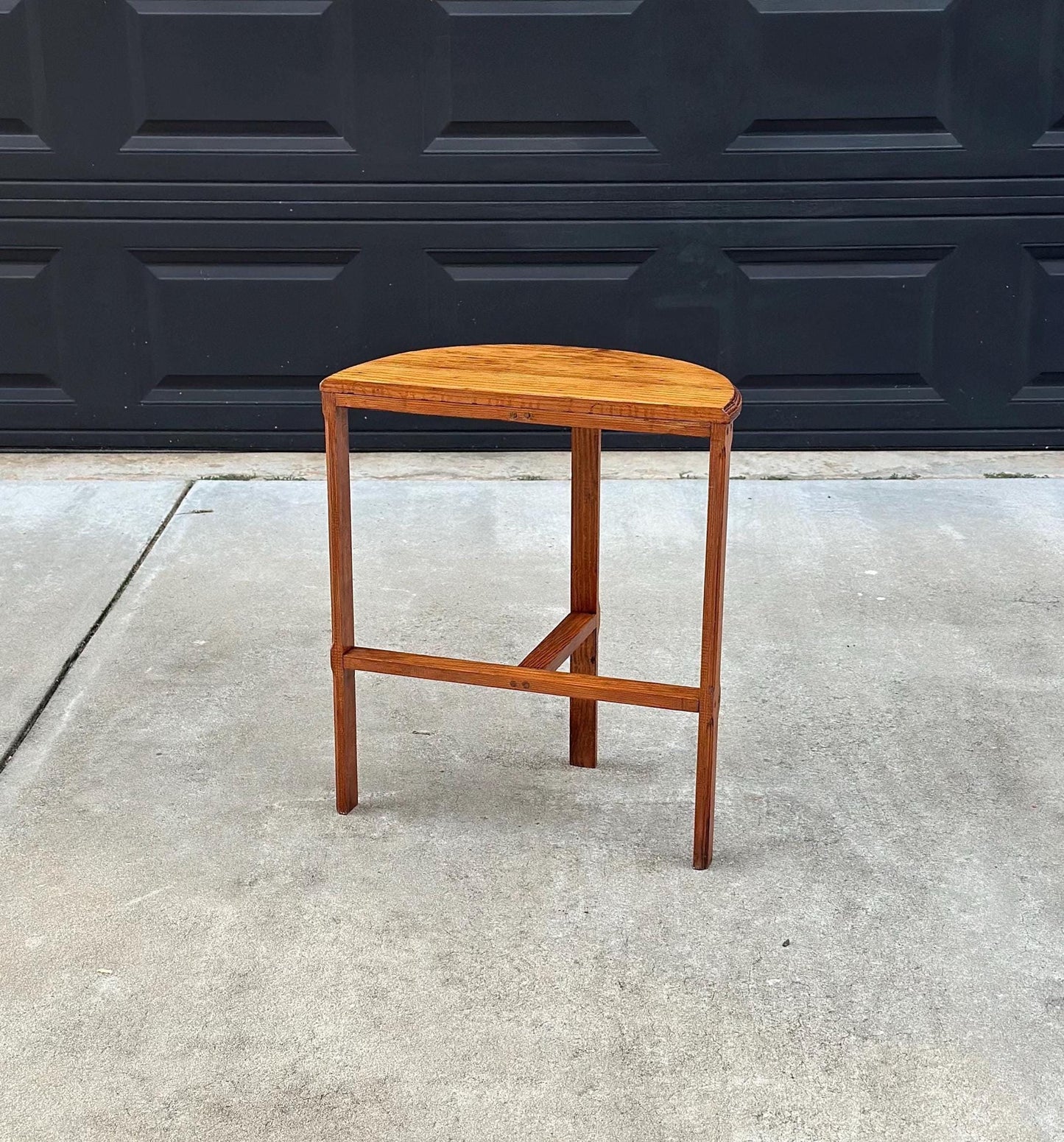 Antique Early 1900's Solid Wood Small Demi Lune Oak Table