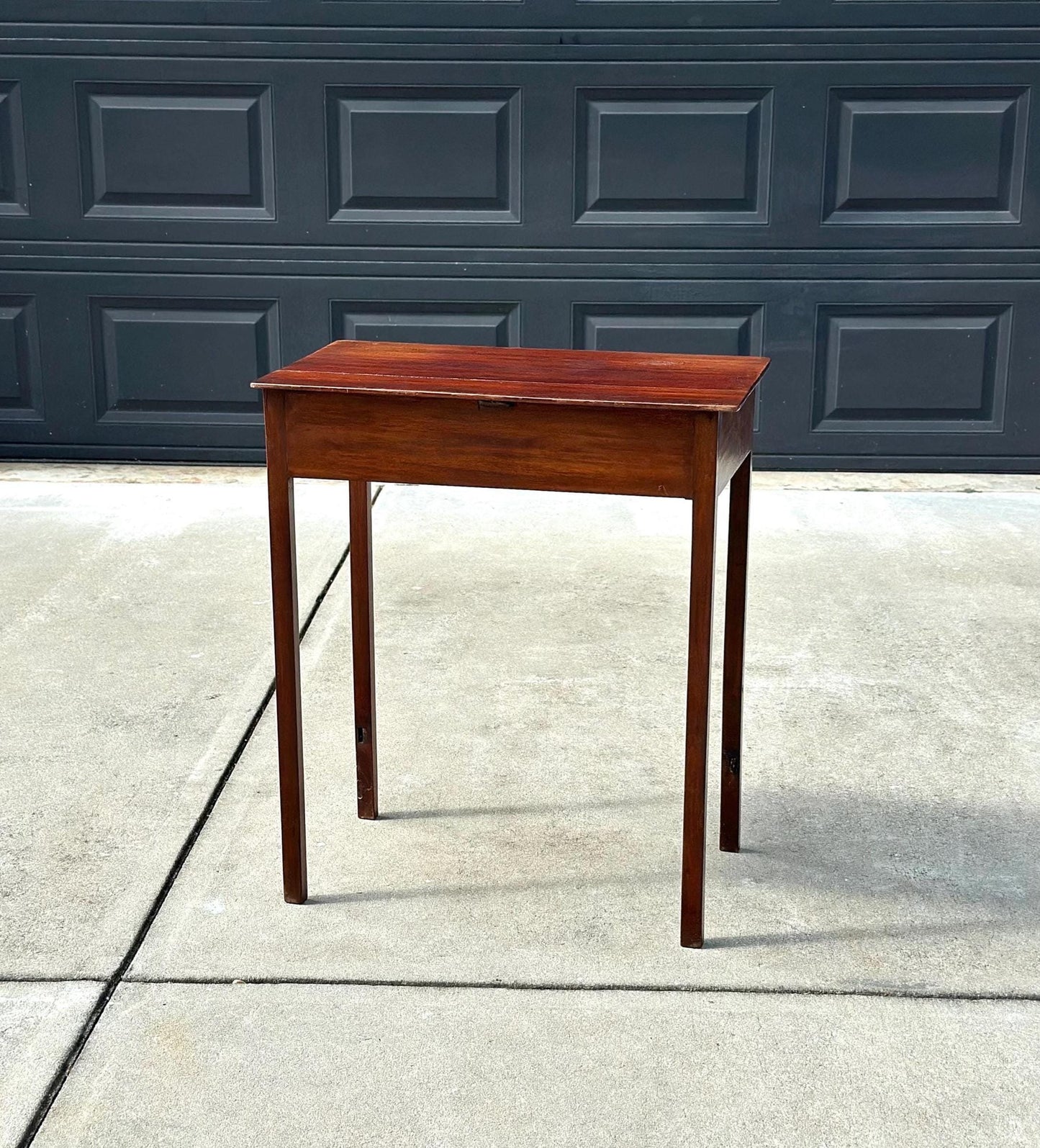 Antique 1870’s Solid Mahogany Wood Banded Drawer Accent Table