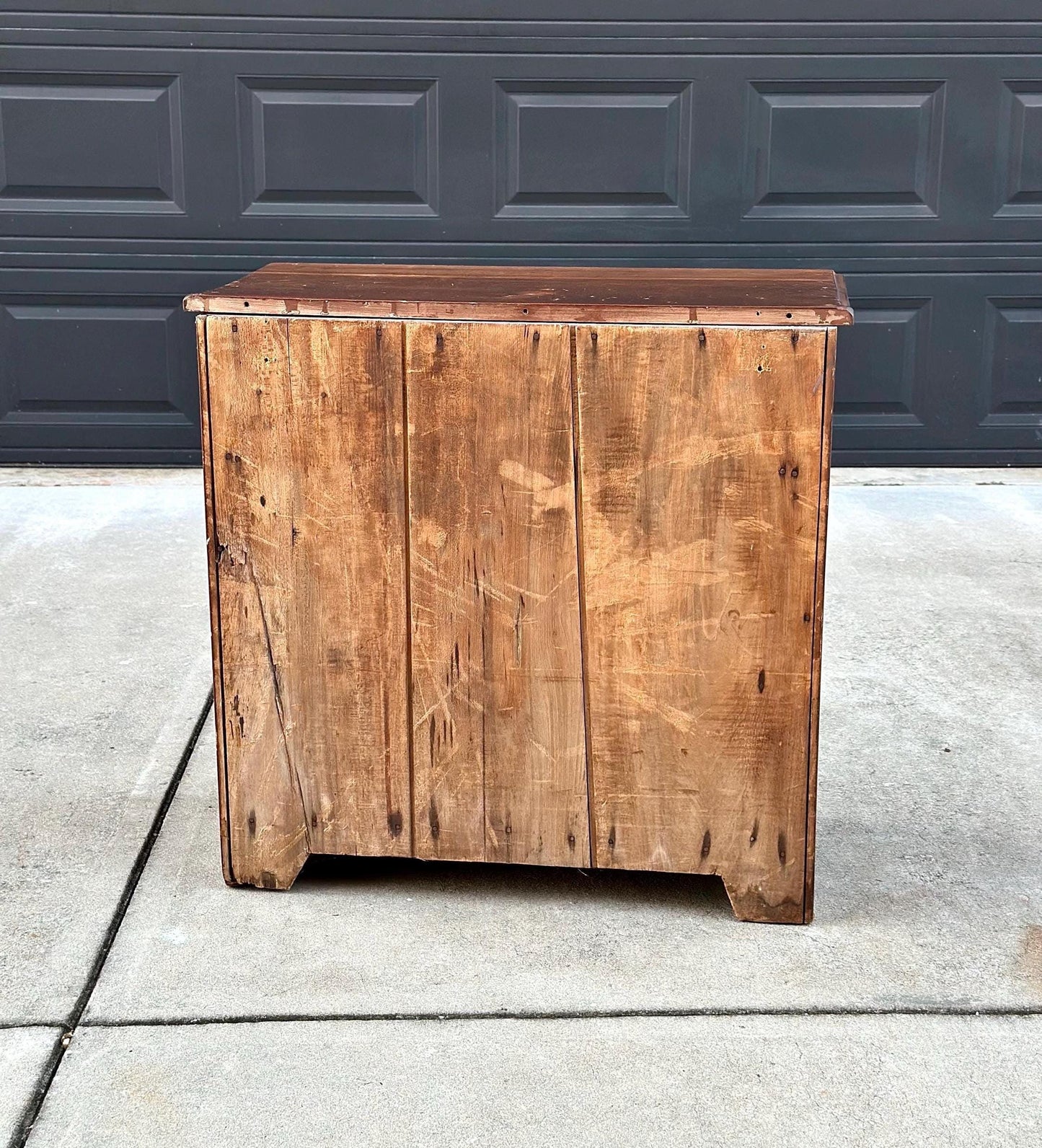 Antique 1880's Solid Oak Wood Single Drawer Cabinet Storage Chest with Towel Bar