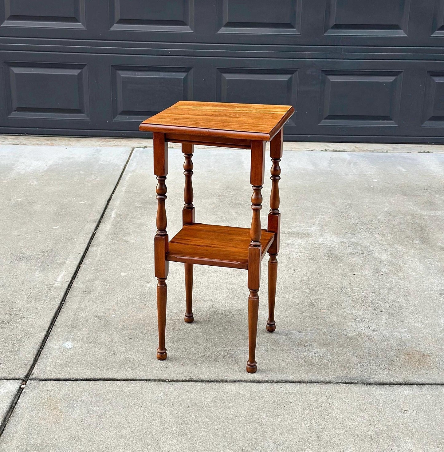 Antique Early 1900's Solid Wood Tall Narrow Maple Side Table