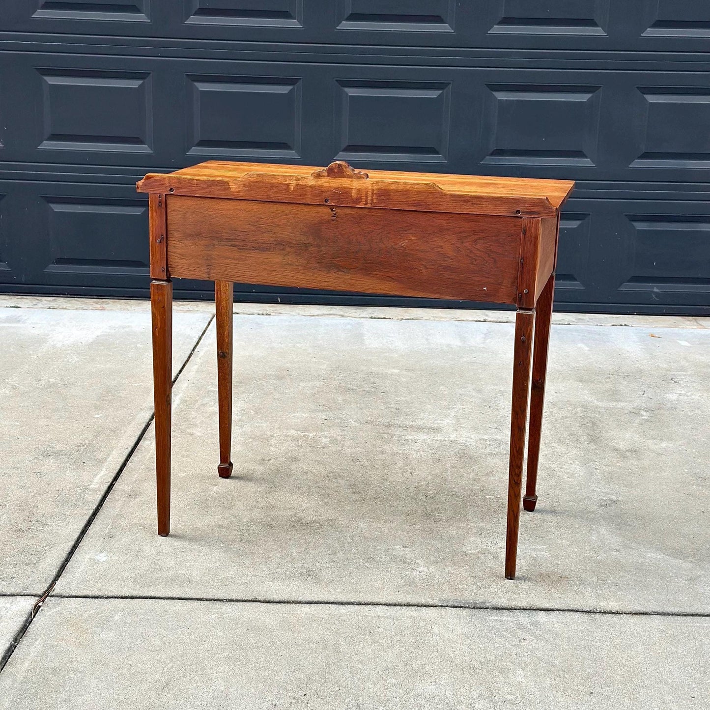 Antique Early 1900's Solid Wood Single Drawer Tiger Oak Entry Accent Table