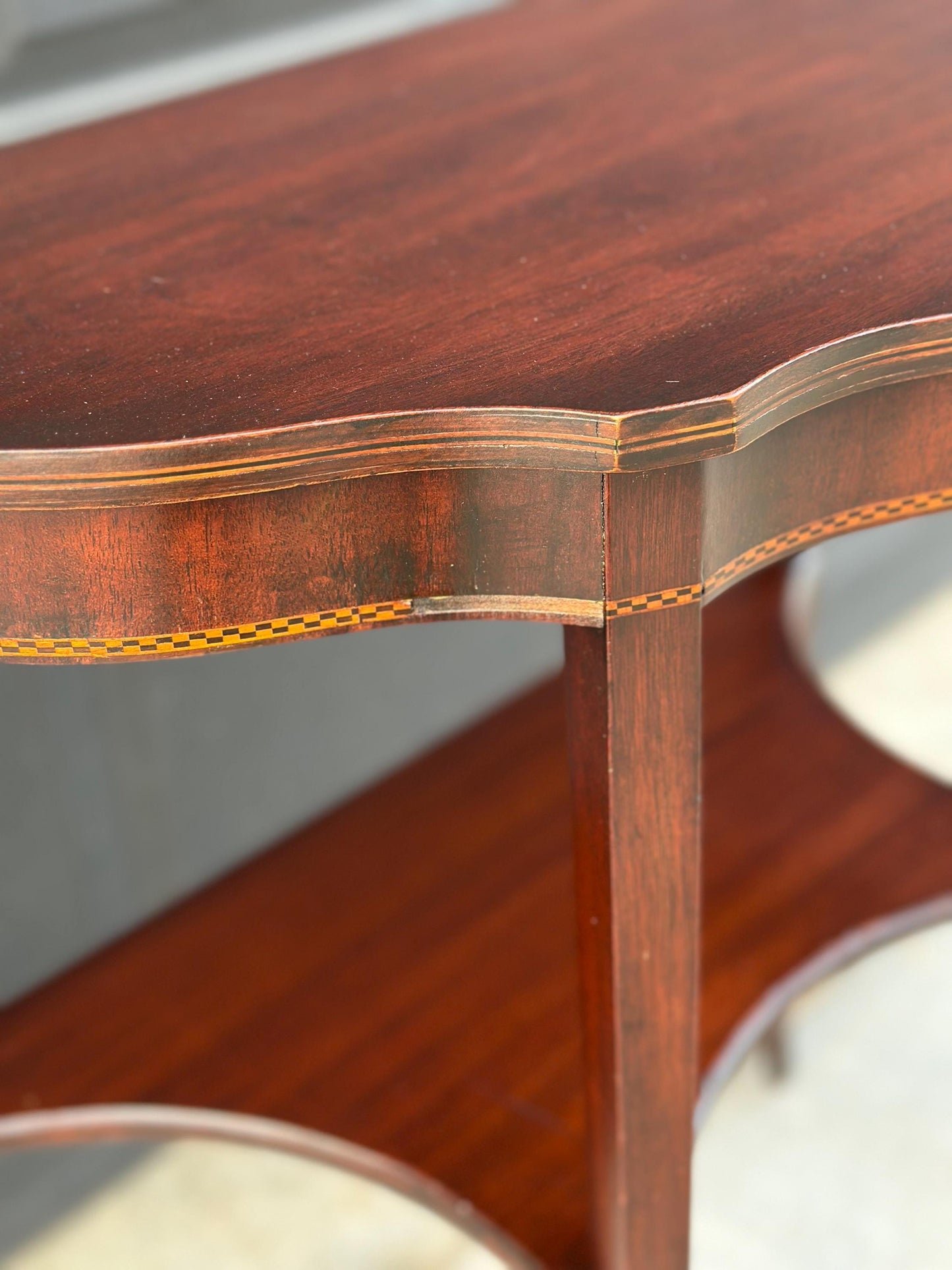 Antique Early 1900's Mahogany Wood Half Round Hepplewhite Console Table