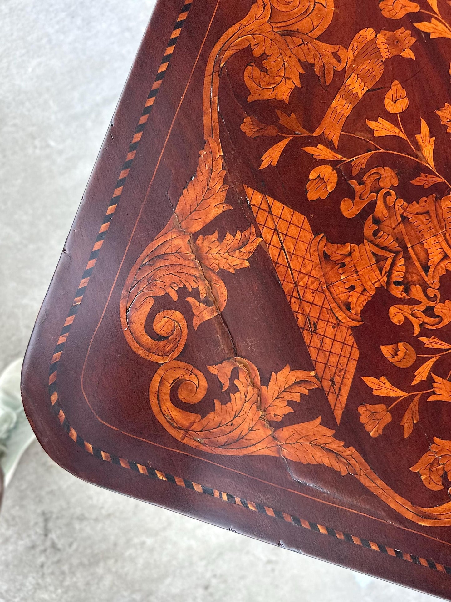 Antique 1820's Art Nouveau Inlaid Mahogany Wood Foldable Corner & Tea Table