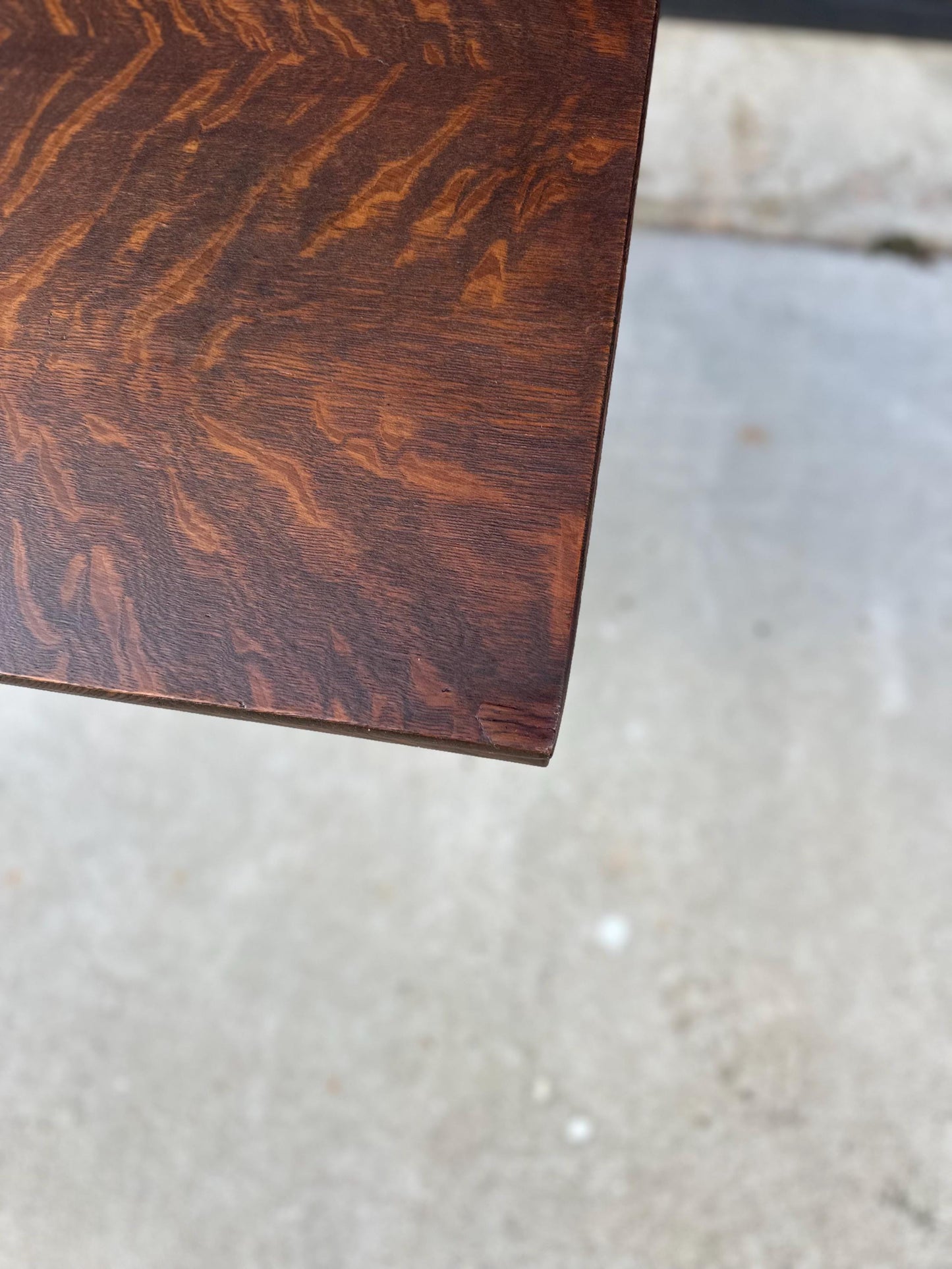 Antique Early 20th Century Quarter Sawn Oak Carved Wood Cocktail Accent Table