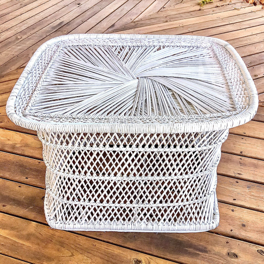 Vintage Handmade Wicker Rattan Coffee Table