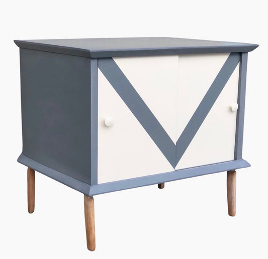 Hand Painted Vintage Mid Century Nightstand