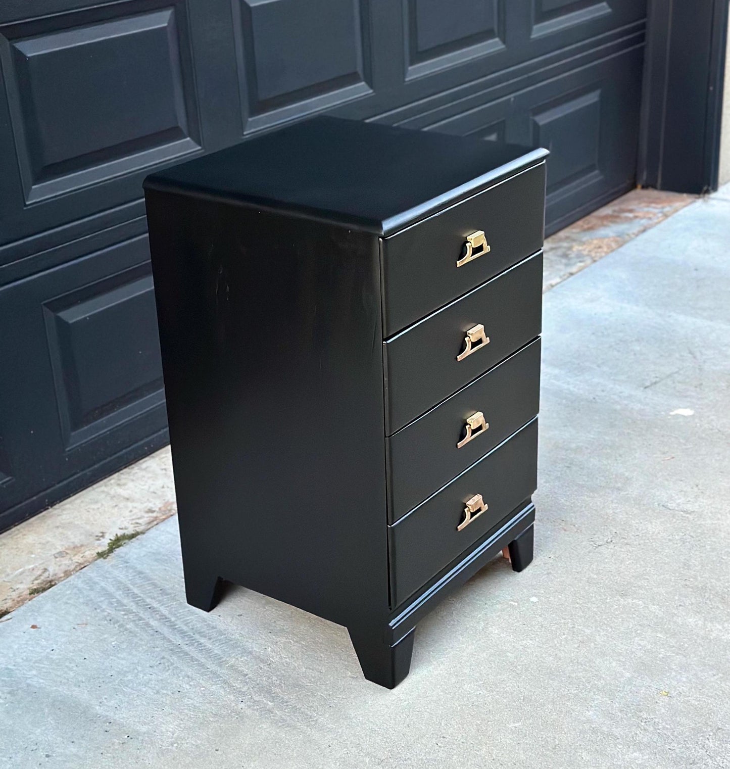 Black Solid Stain Four Drawer Solid Wood Vintage Nightstand