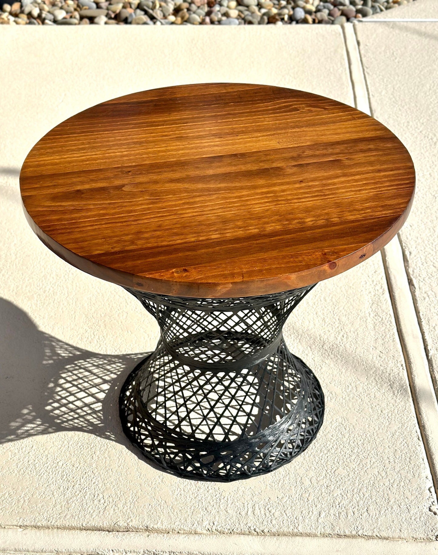 Vintage Black Wicker & Solid Wood Accent Table