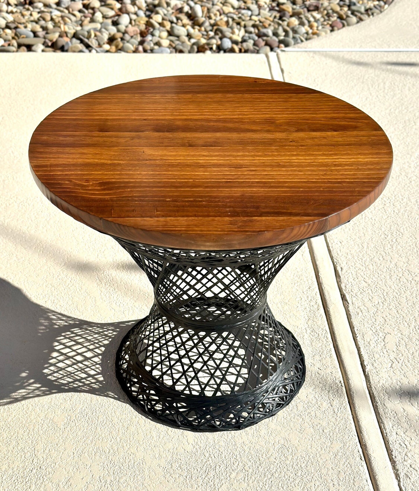 Vintage Black Wicker & Solid Wood Accent Table