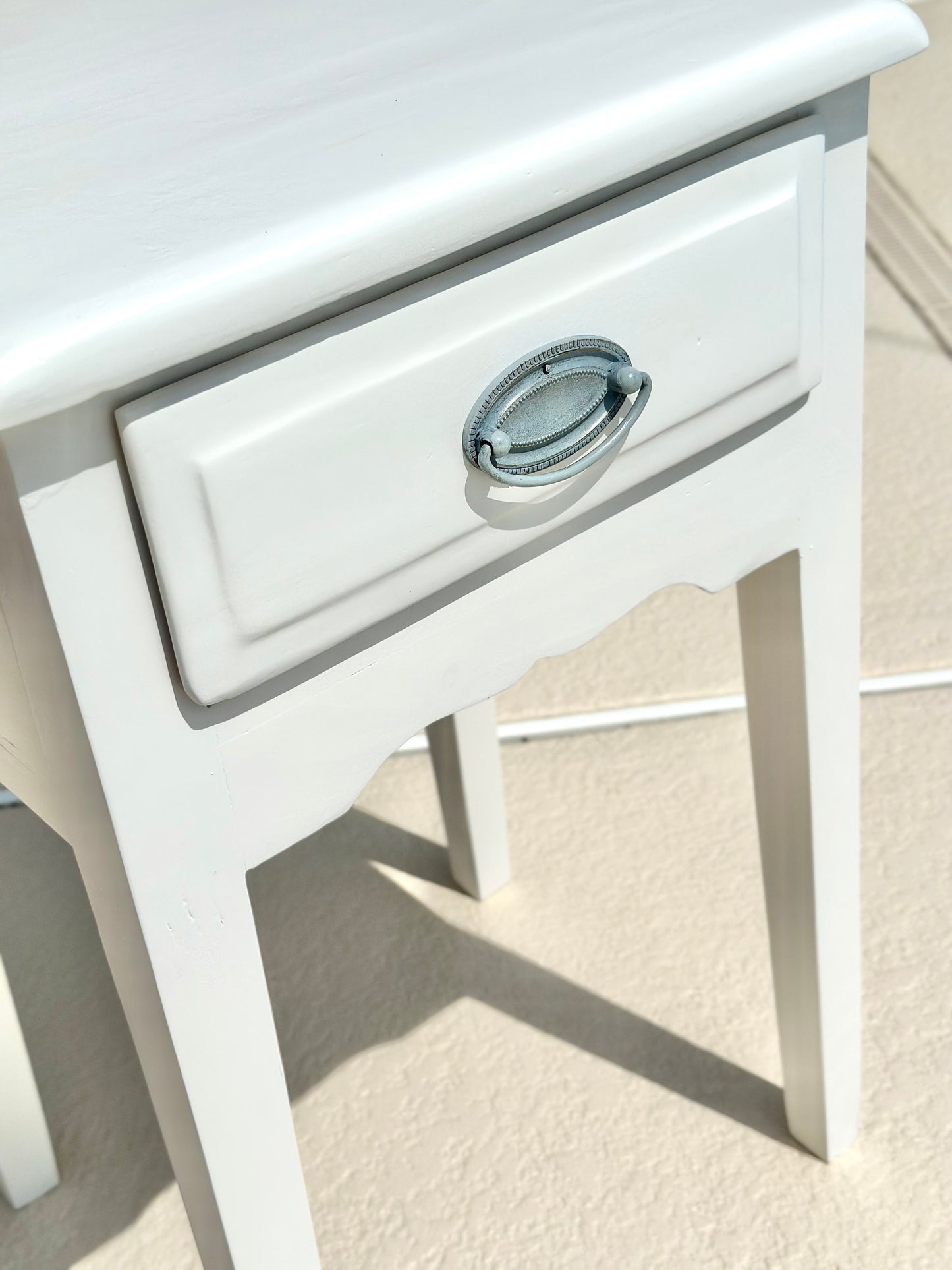 Vintage Solid Wood White Painted Single Drawer Bedside Table