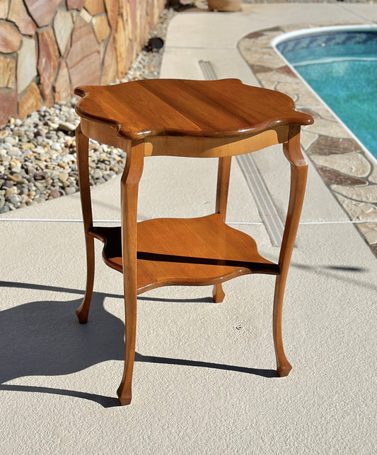 Vintage Solid Cherry Wood Tall French Accent Table