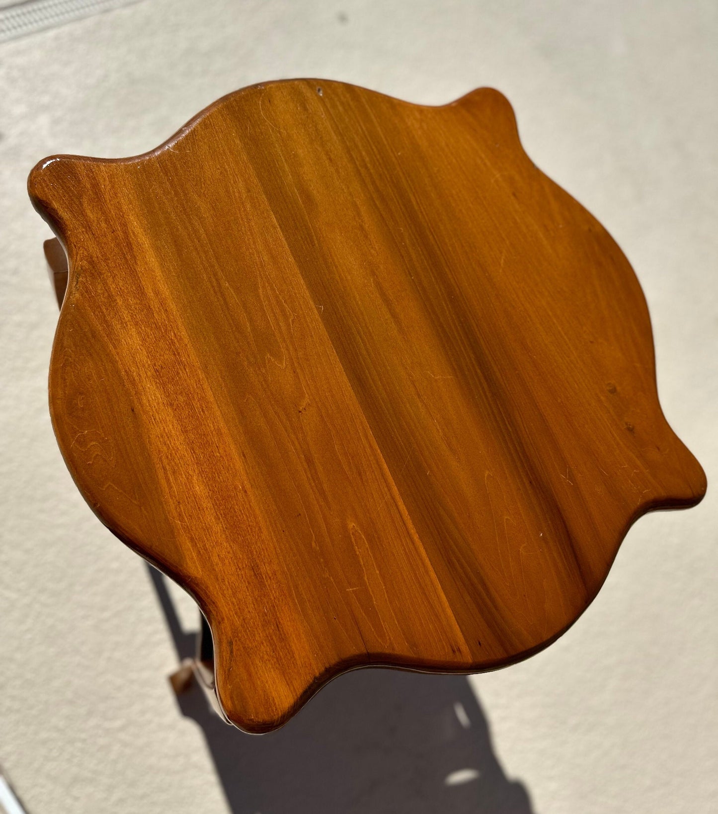 Vintage Solid Cherry Wood Tall French Accent Table