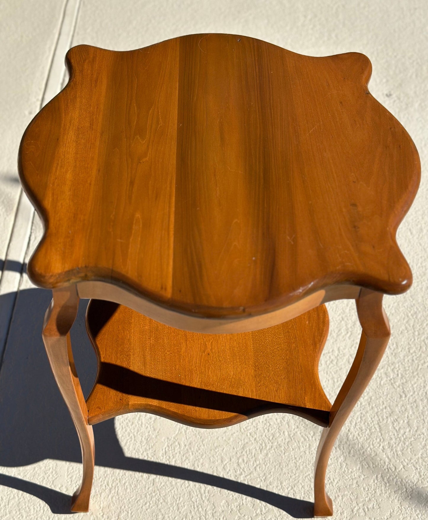 Vintage Solid Cherry Wood Tall French Accent Table