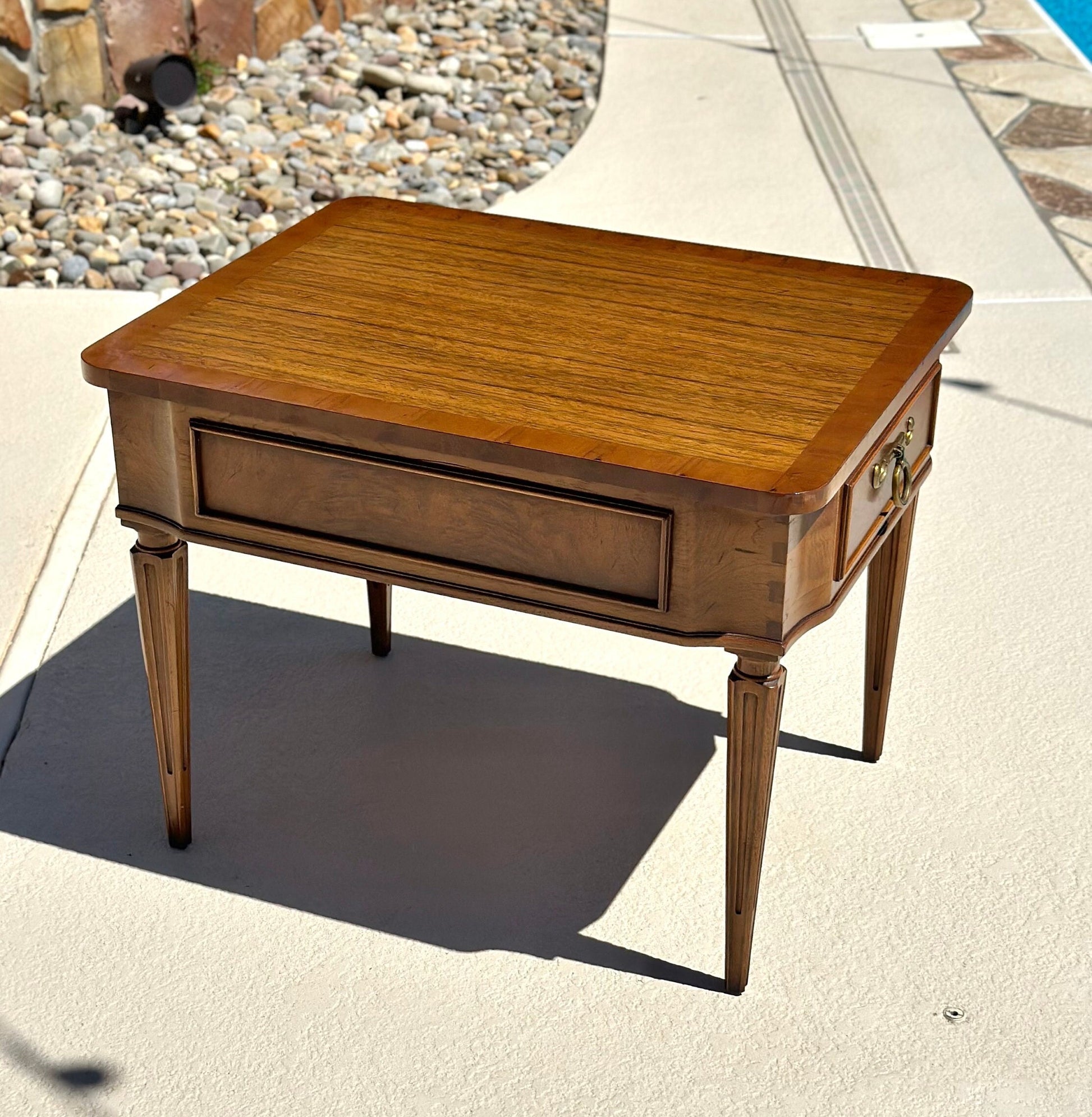 Vintage Rectangular Walnut Single Drawer Side Table by Tomlinson